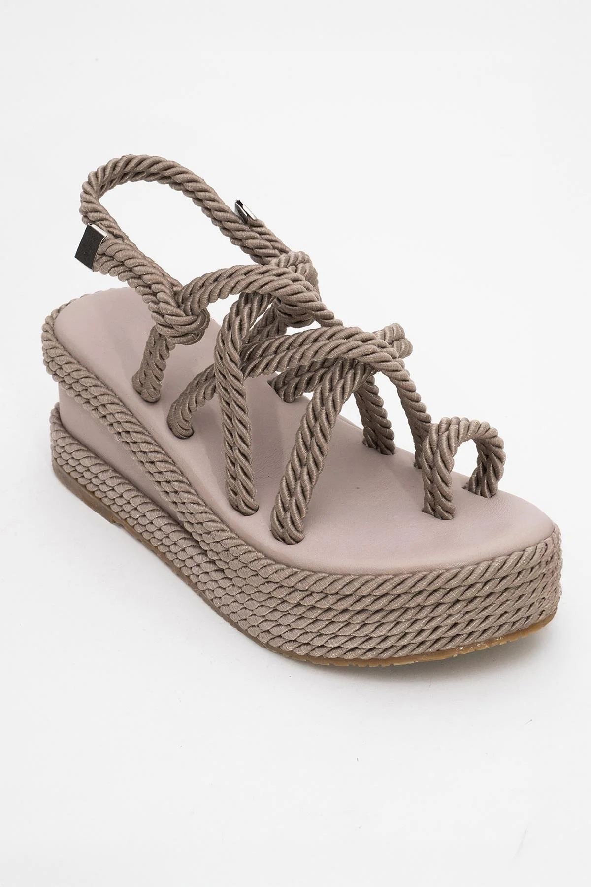 Juney - Taupe Genuine Leather Lace-Up Wedge Sandal (Women) - Image 3