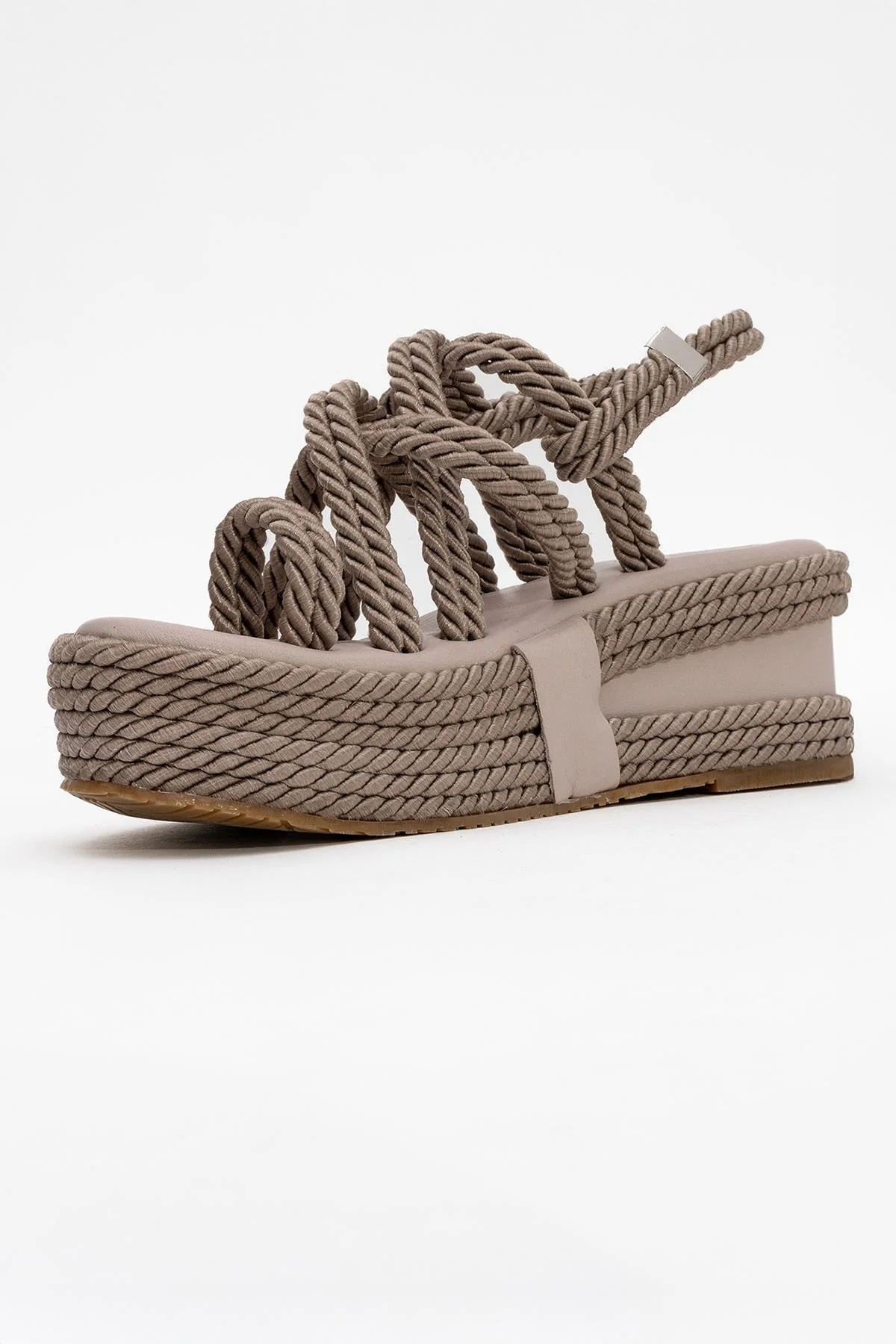 Juney - Taupe Genuine Leather Lace-Up Wedge Sandal (Women) - Image 4