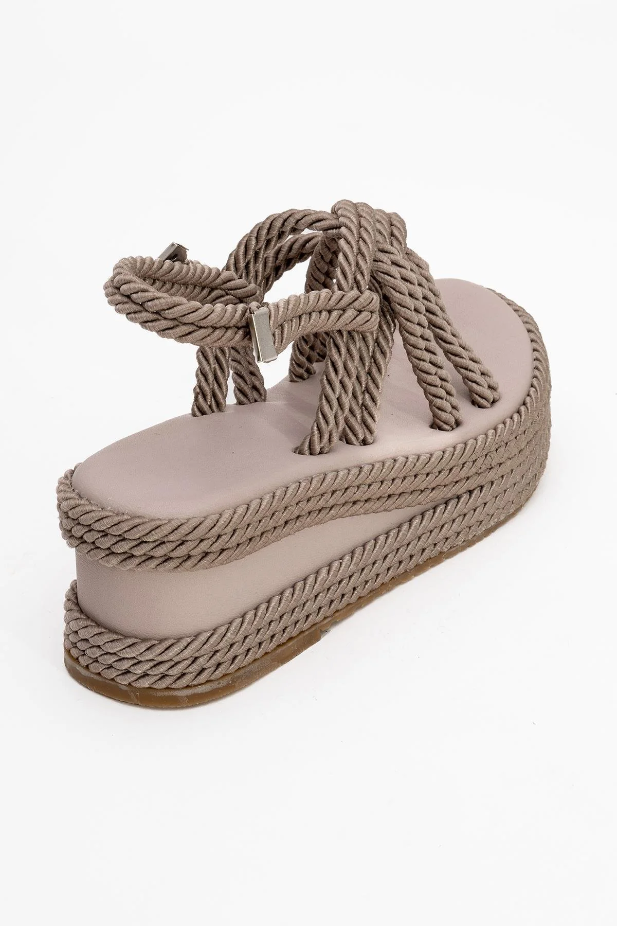 Juney - Taupe Genuine Leather Lace-Up Wedge Sandal (Women) - Image 5