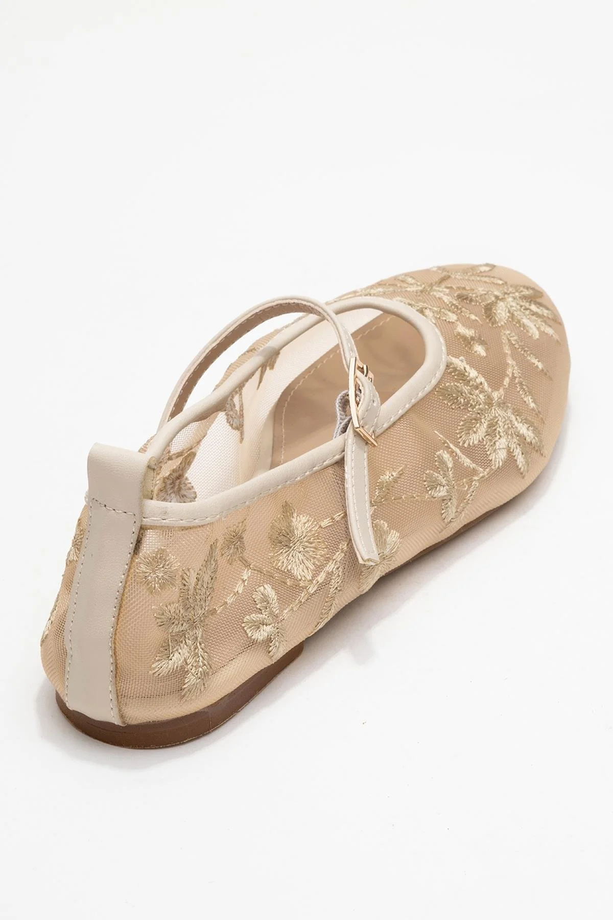Juny Ivory Mesh Floral Embroidery Ballet Flat (Women) - Image 5