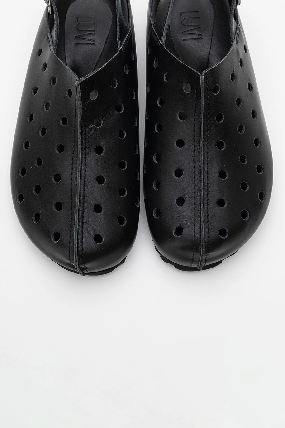 Justa - Black Leather Clogs (Women) - Image 2