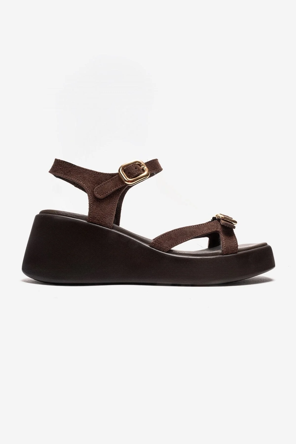 KALIA - Brown Suede Genuine Leather Wedge Heel Sandal (Women) - Image 4