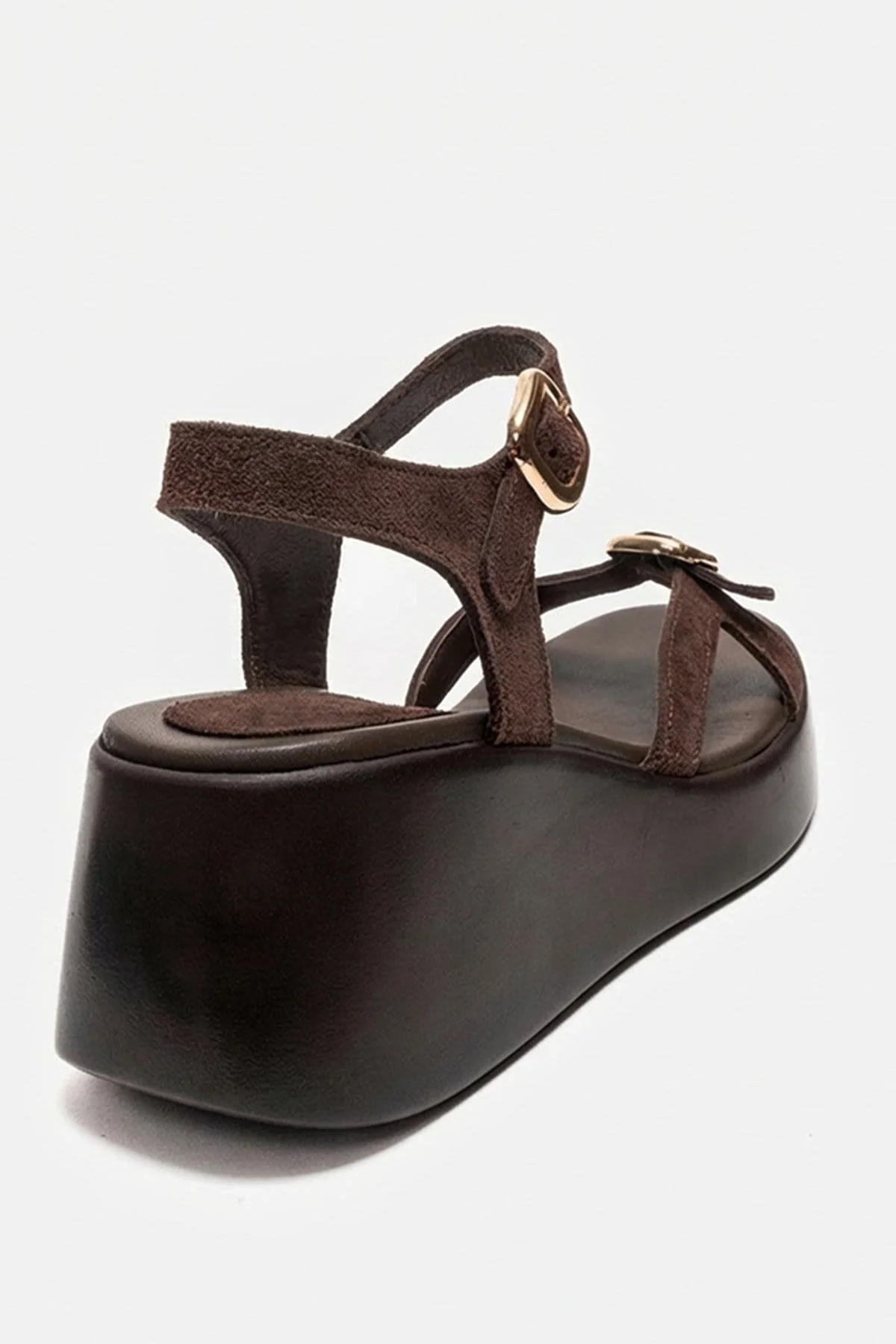 KALIA - Brown Suede Genuine Leather Wedge Heel Sandal (Women) - Image 5