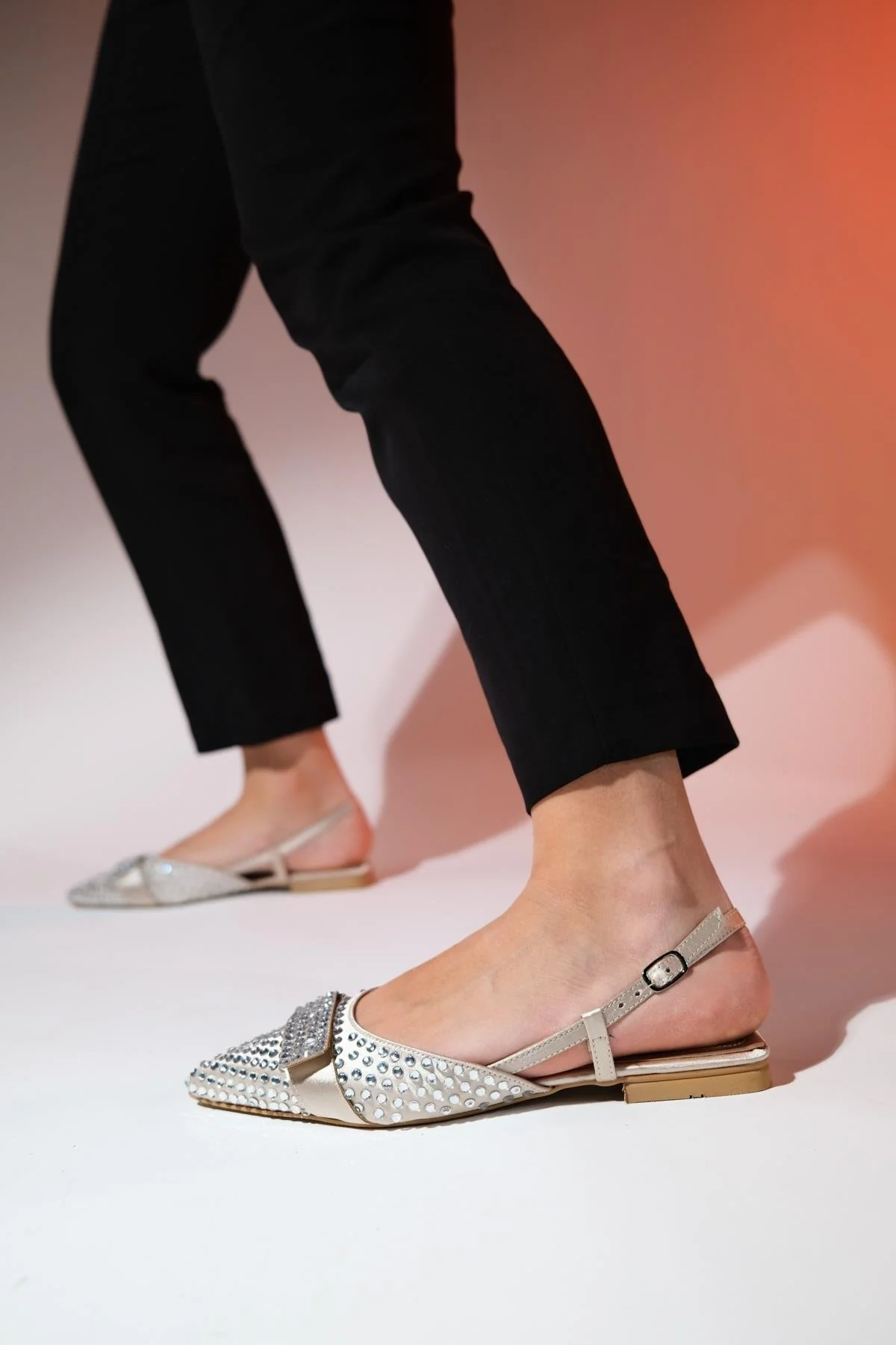 Kelp - Beige Satin Embellished Flat Sandal (Women) - Image 3