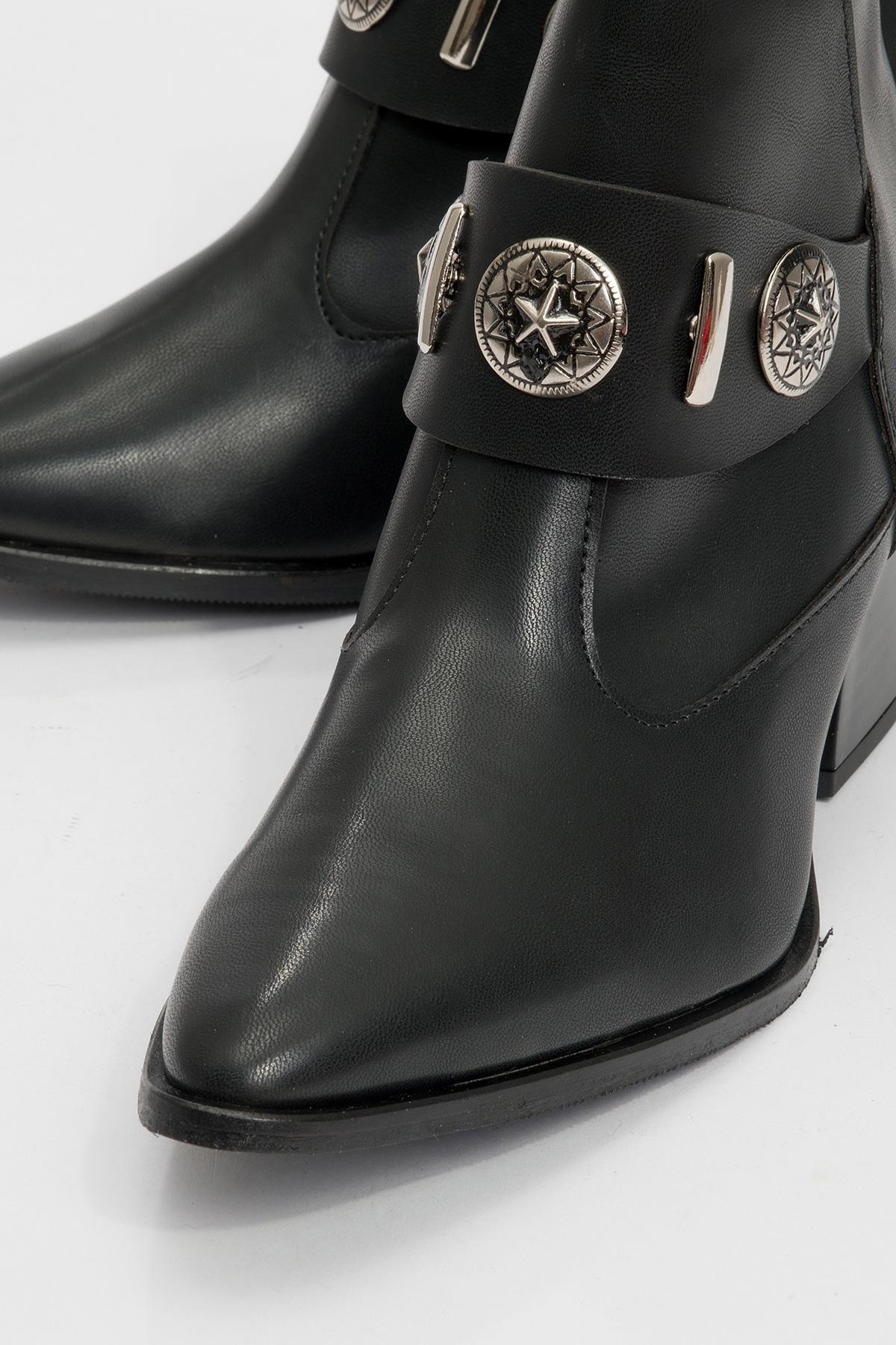 Kenda Black Buckle Block Heel Boot (Women) - Image 3