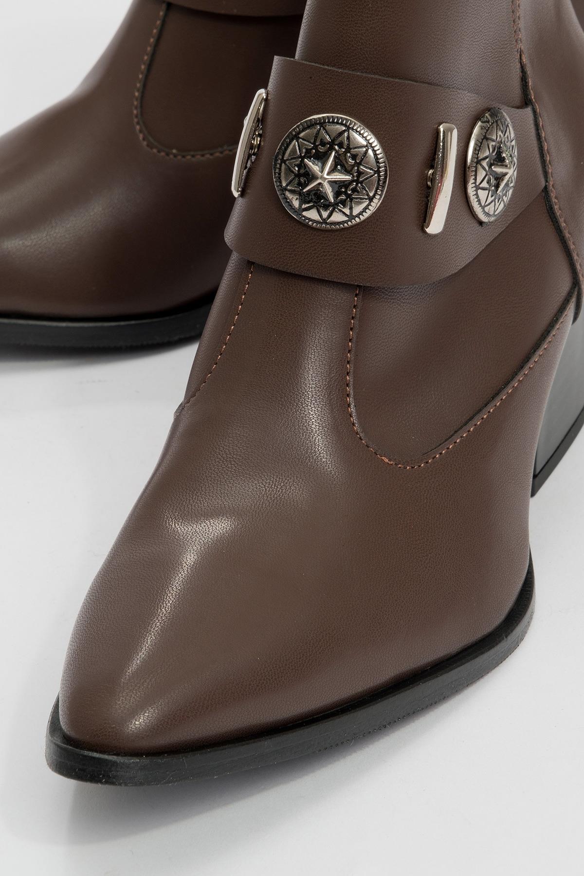 Kenda Brown Buckle Block Heel Boot (Women) - Image 3