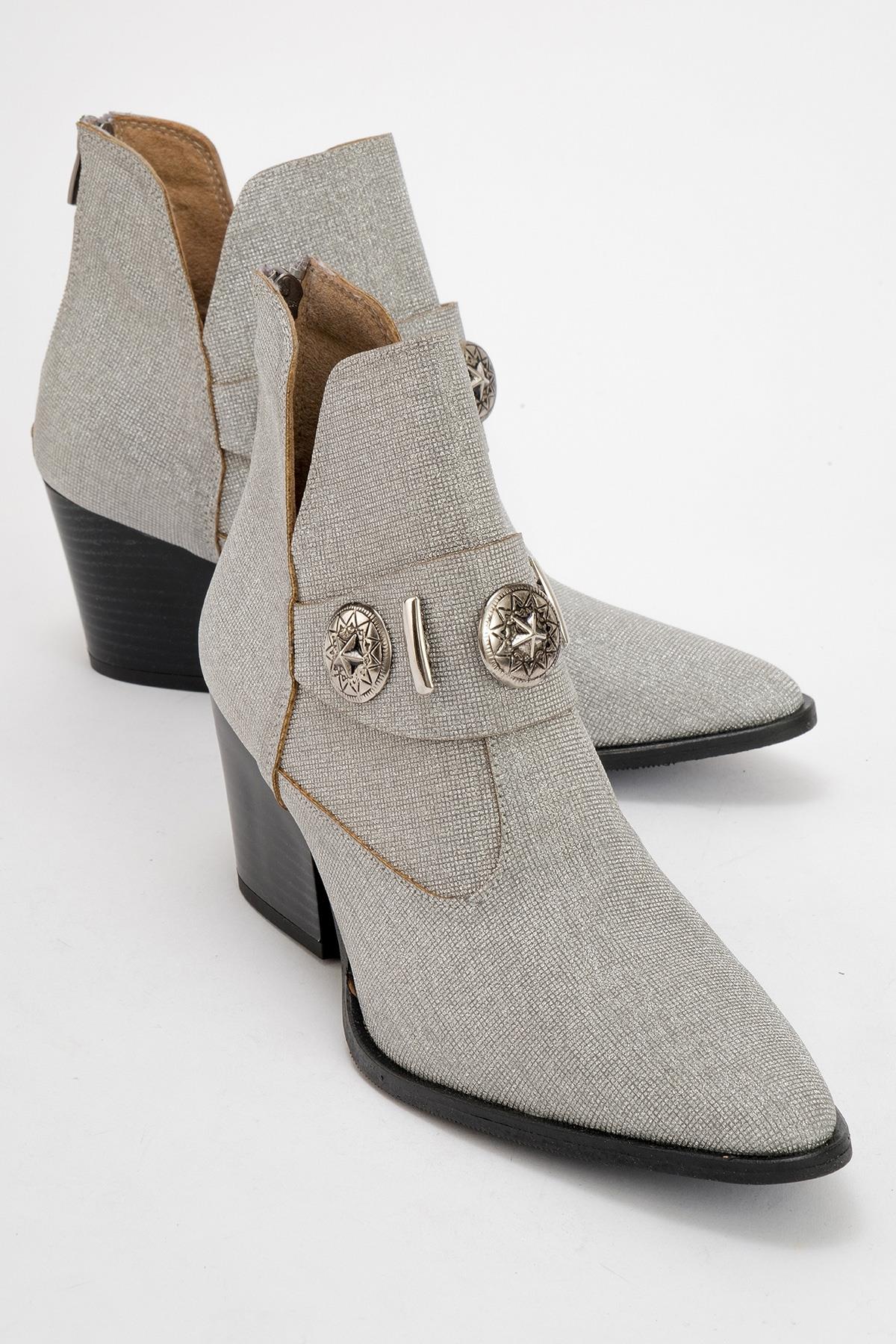Kenda Silver Glitter Buckle Block Heel Boot (Women) - Image 2