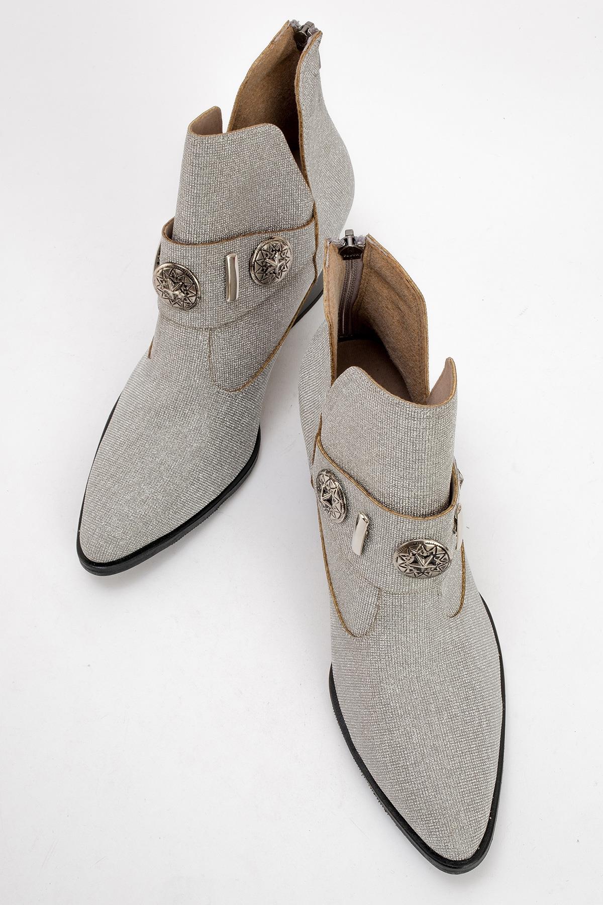 Kenda Silver Glitter Buckle Block Heel Boot (Women) - Image 3