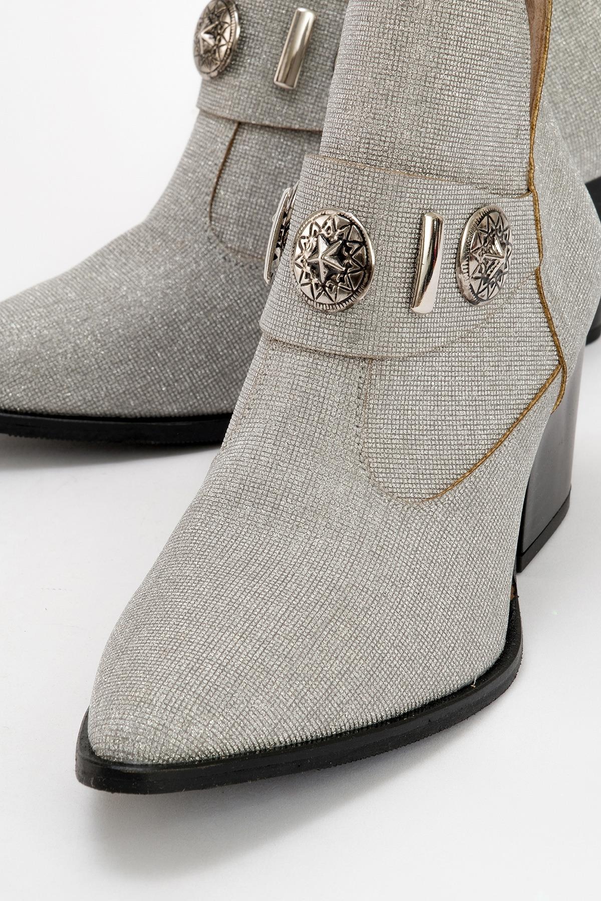 Kenda Silver Glitter Buckle Block Heel Boot (Women) - Image 4
