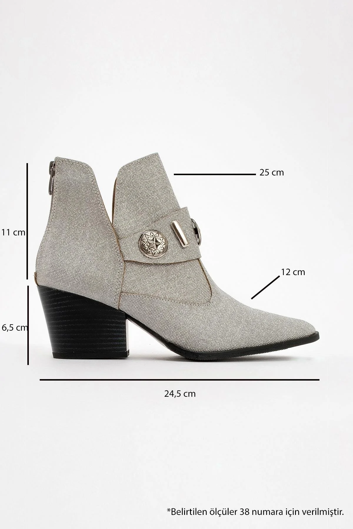Kenda Silver Glitter Buckle Block Heel Boot (Women) - Image 5
