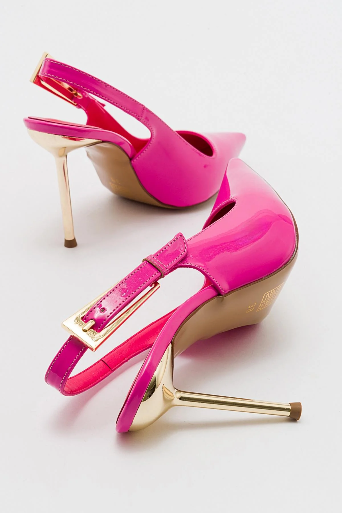 Labin - Fuchsia Patent Buckled High Heel Shoe (Women) - Image 4