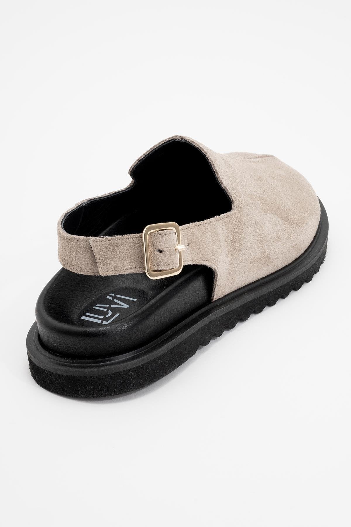 Laby - Beige suede Leather Clogs (Women) - Image 3