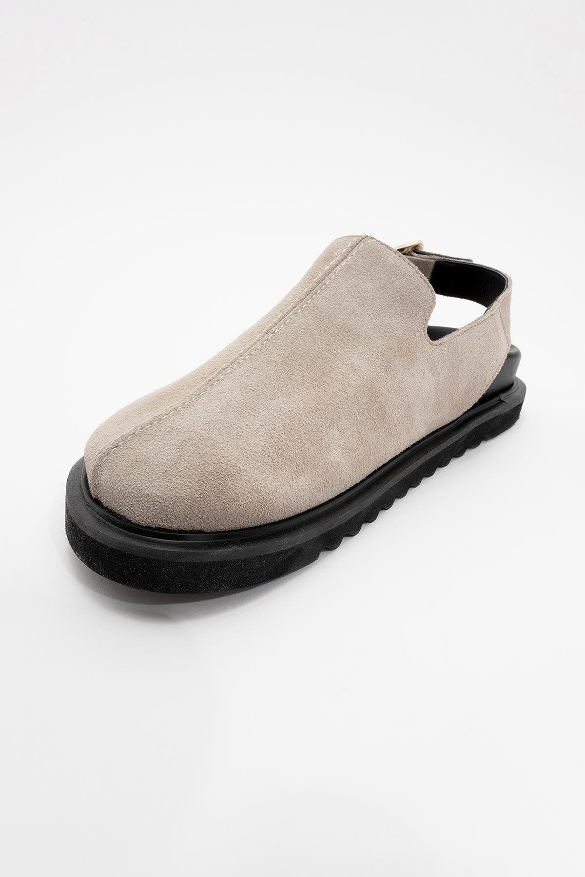 Laby - Beige suede Leather Clogs (Women) - Image 4
