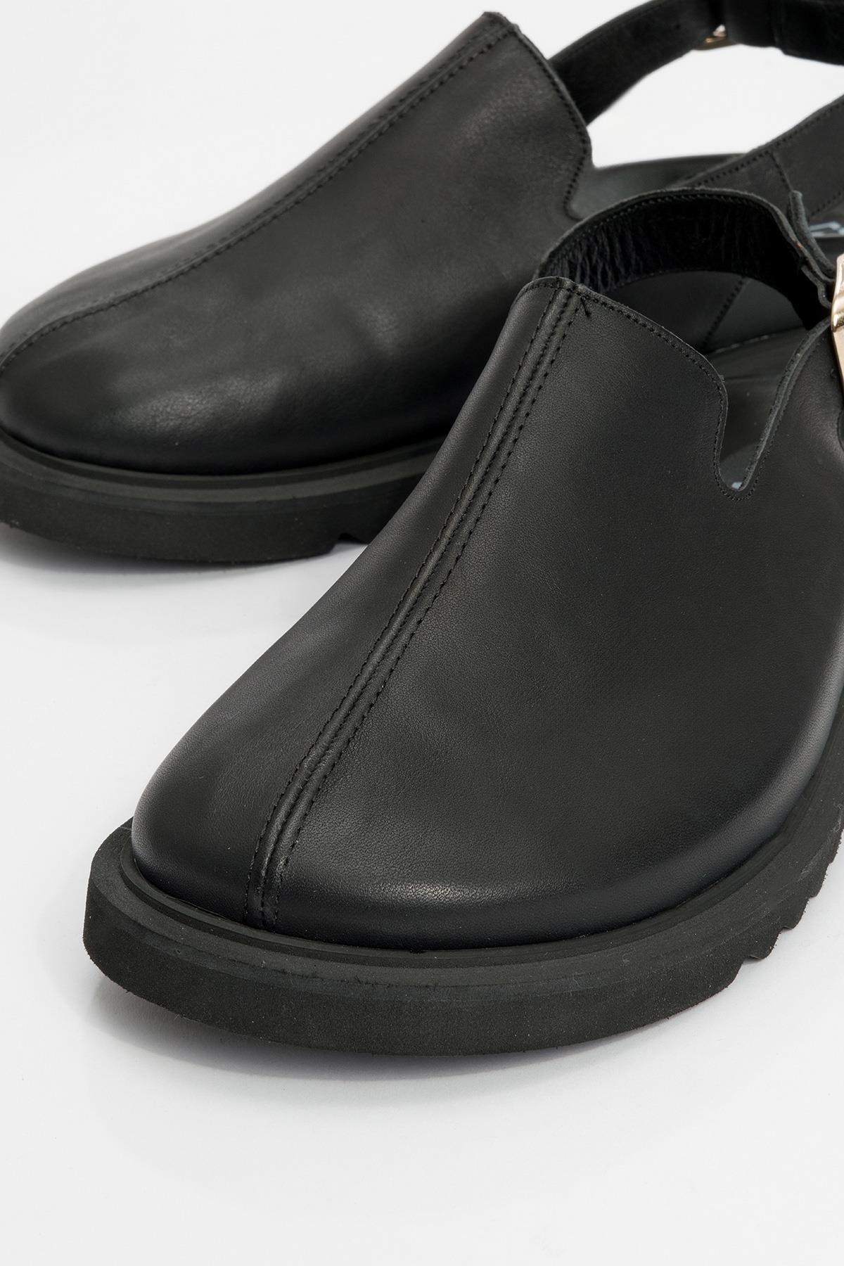 Laby - Black Leather Clogs (Women) - Image 3