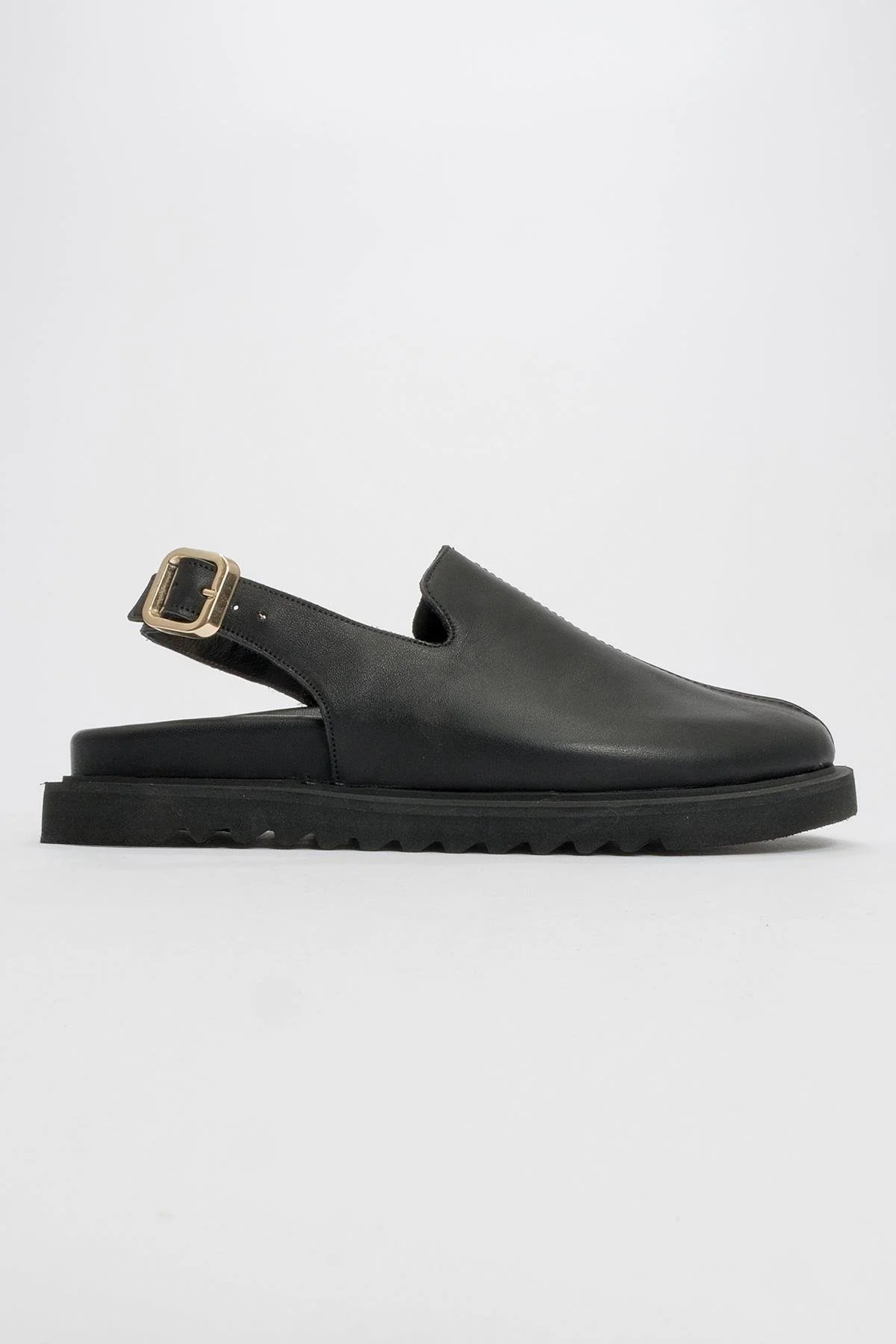 Laby - Black Leather Clogs (Women) - Image 4
