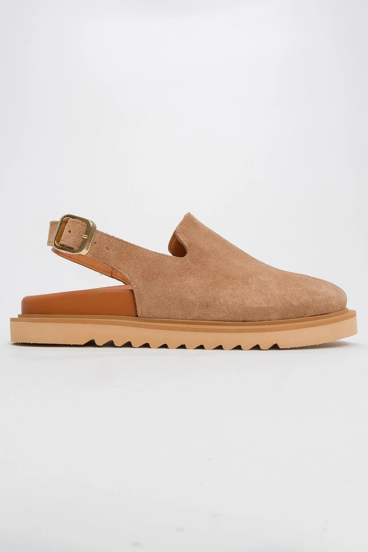 Laby - Cognac Brown Suede Leather Clogs (Women) - Image 4