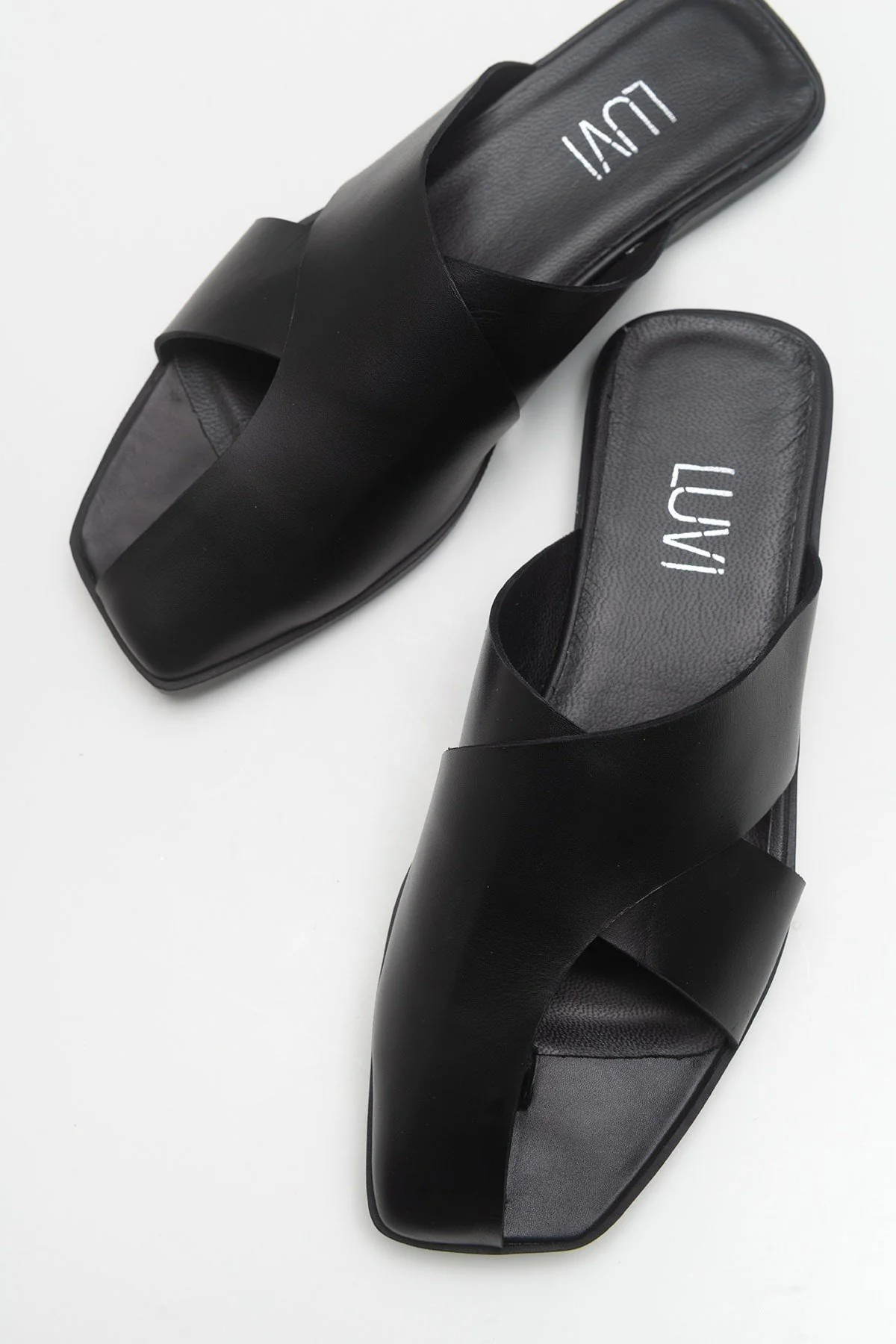 Land - Black Genuine Leather Slide (Women) - Image 2