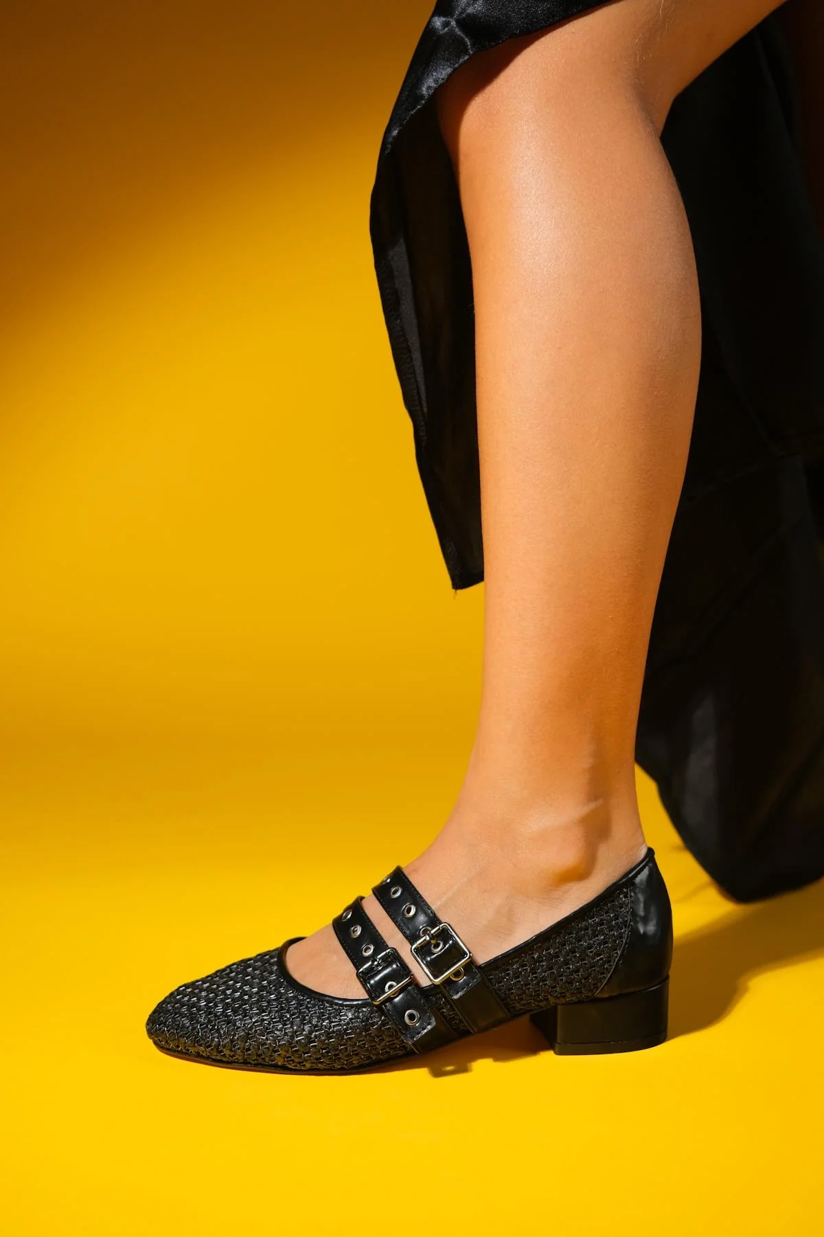 Lapis - Black Woven Low Heel Shoe (Women) - Image 3