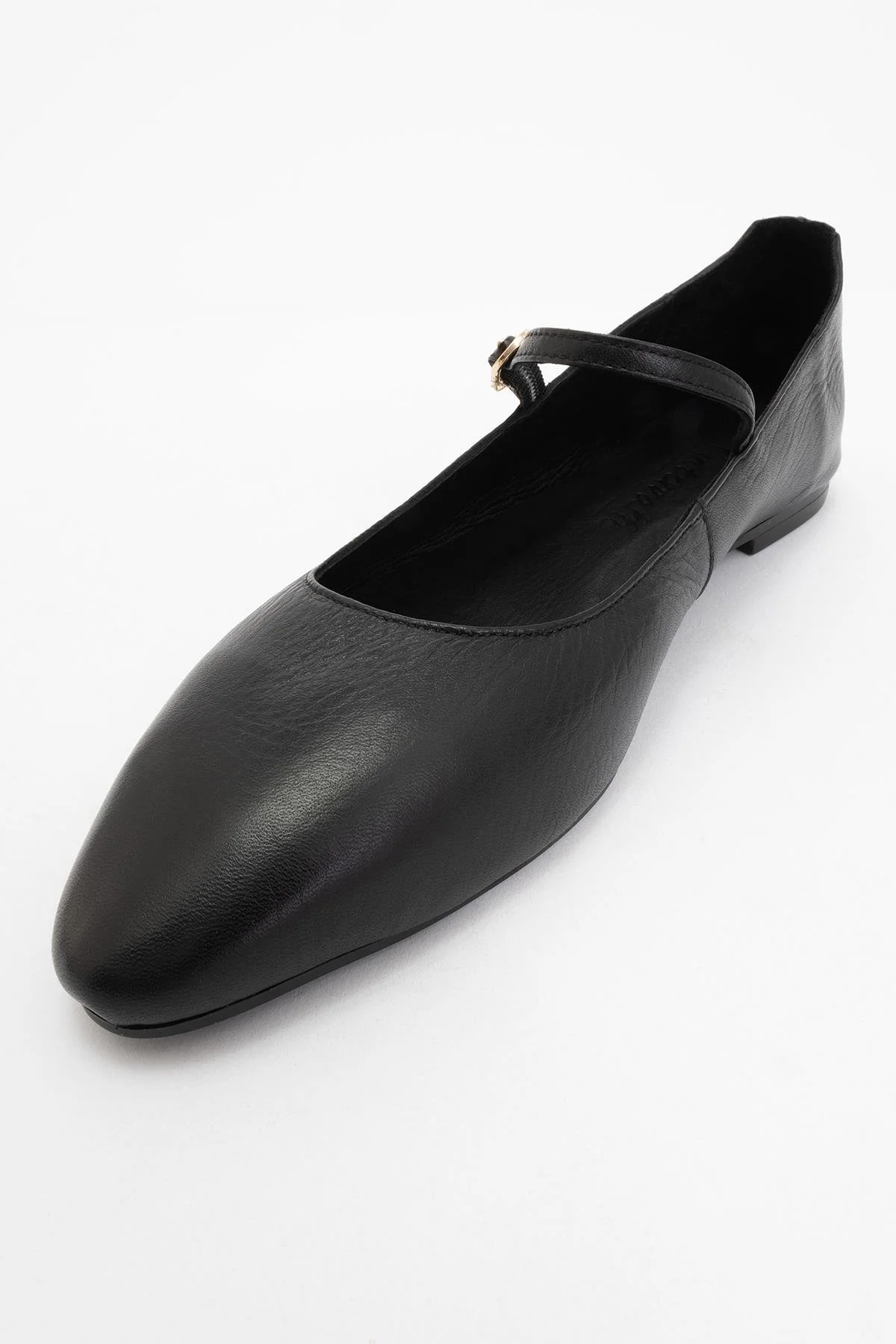 Lara - Black Leather Mary Jane Flats - Image 3