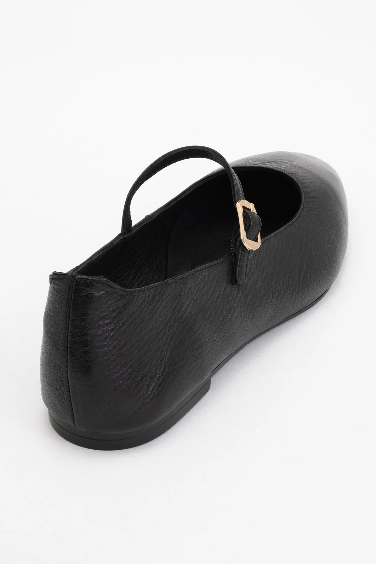 Lara - Black Leather Mary Jane Flats - Image 4
