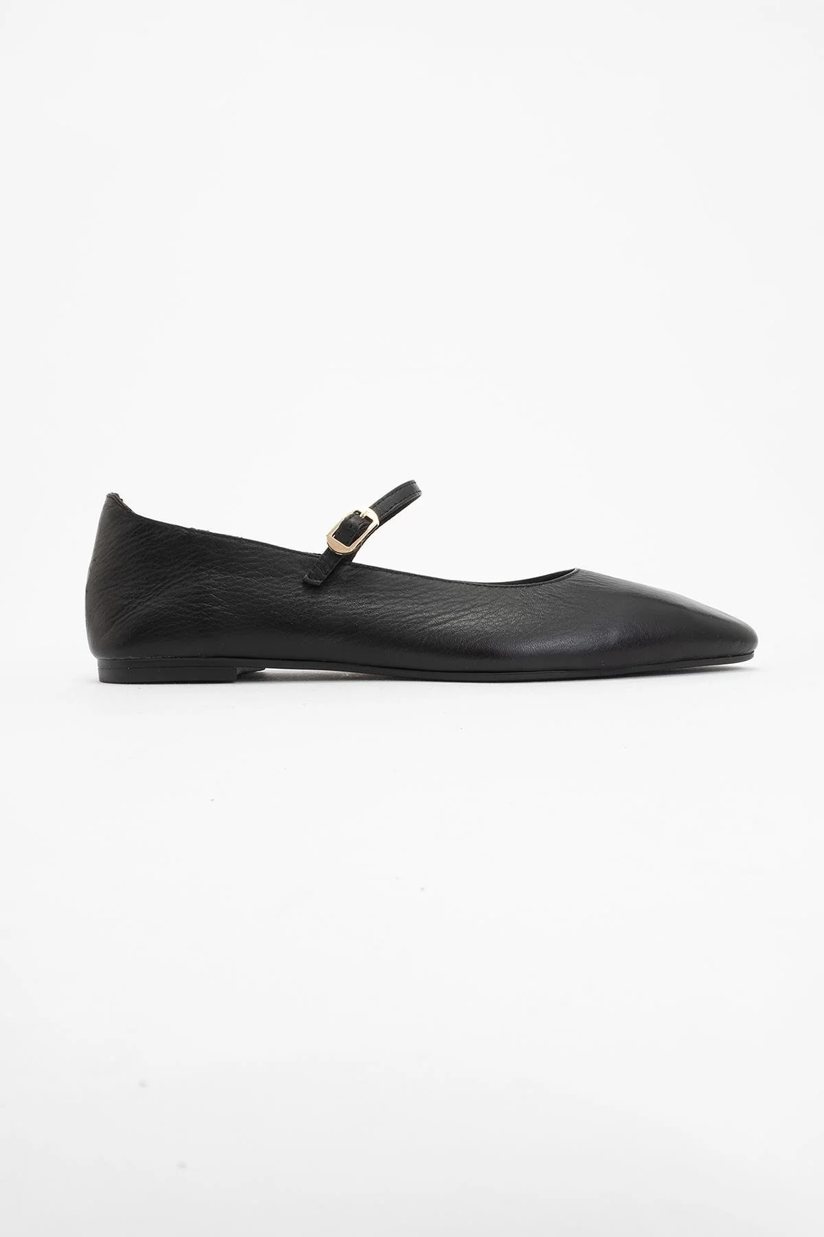 Lara - Black Leather Mary Jane Flats - Image 5
