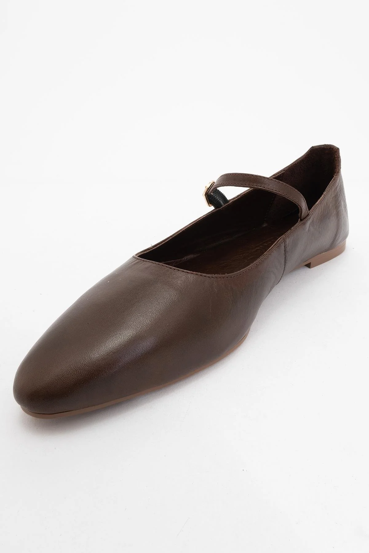 Lara - Brown Leather Mary Jane Flats - Image 3