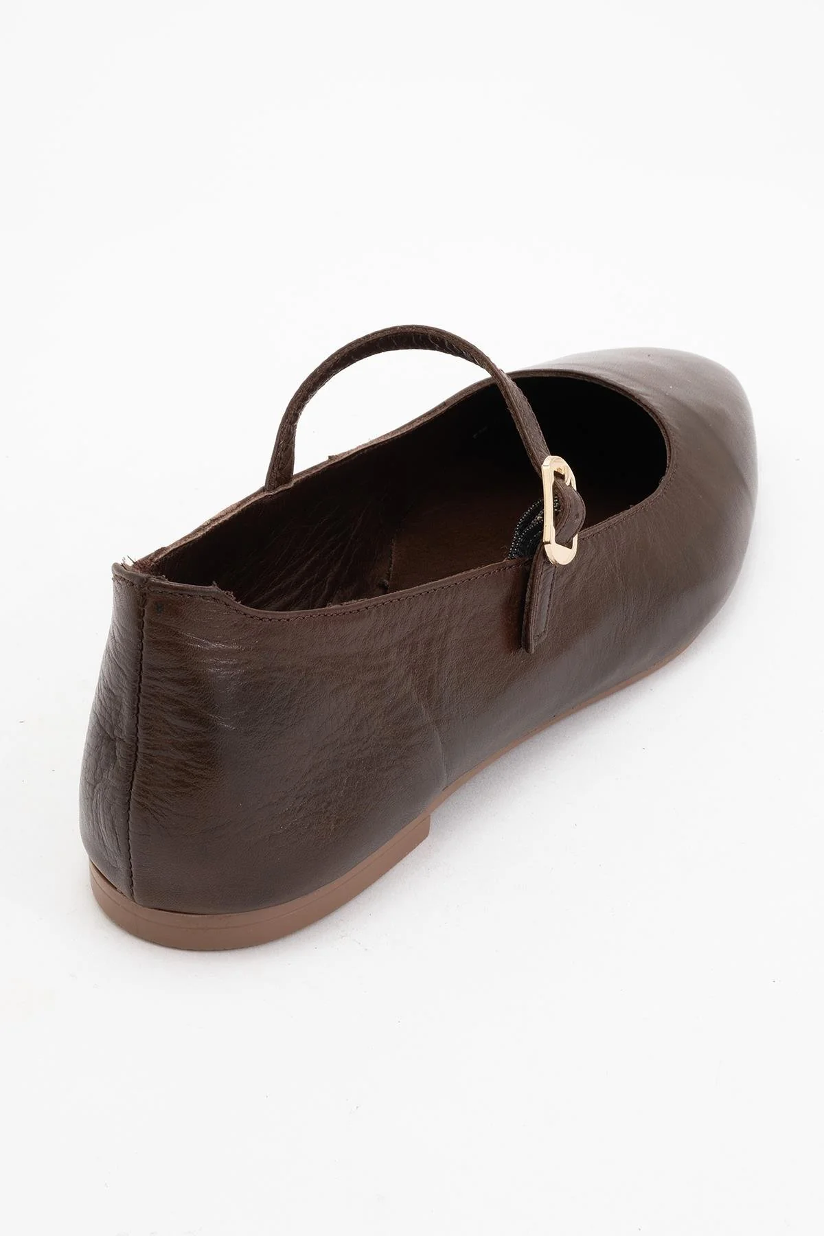 Lara - Brown Leather Mary Jane Flats - Image 4
