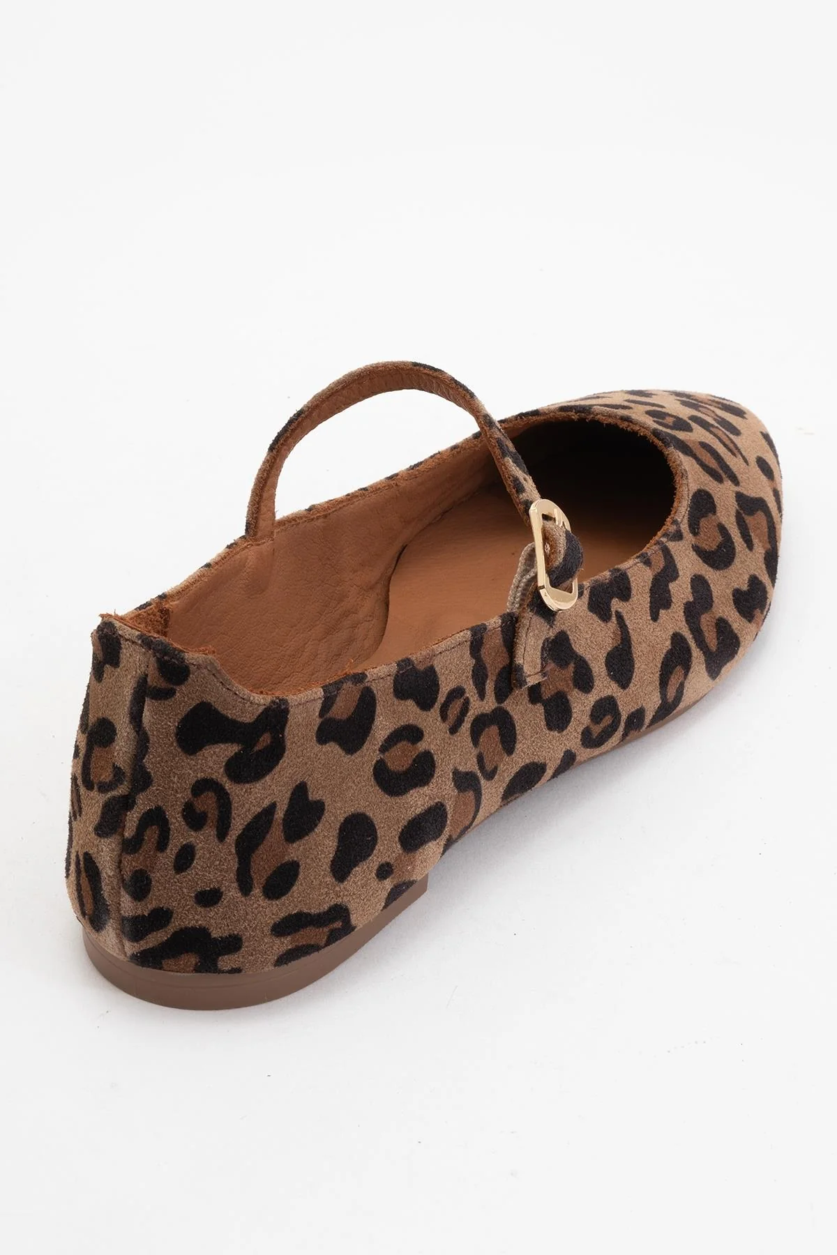 Lara - Leopard Print Suede Leather Mary Jane Flats - Image 4