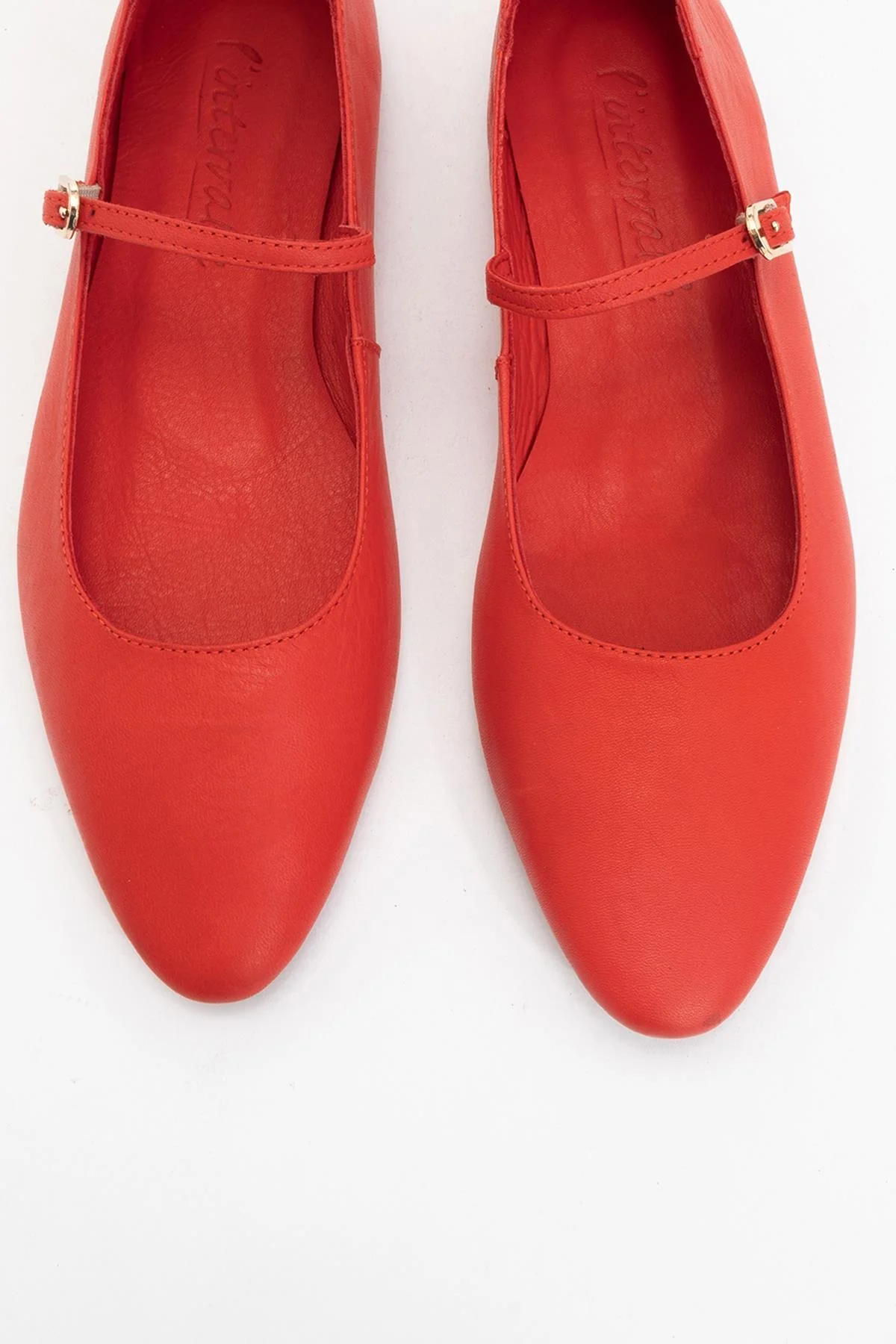 Lara - Red Leather Mary Jane Flats - Image 2