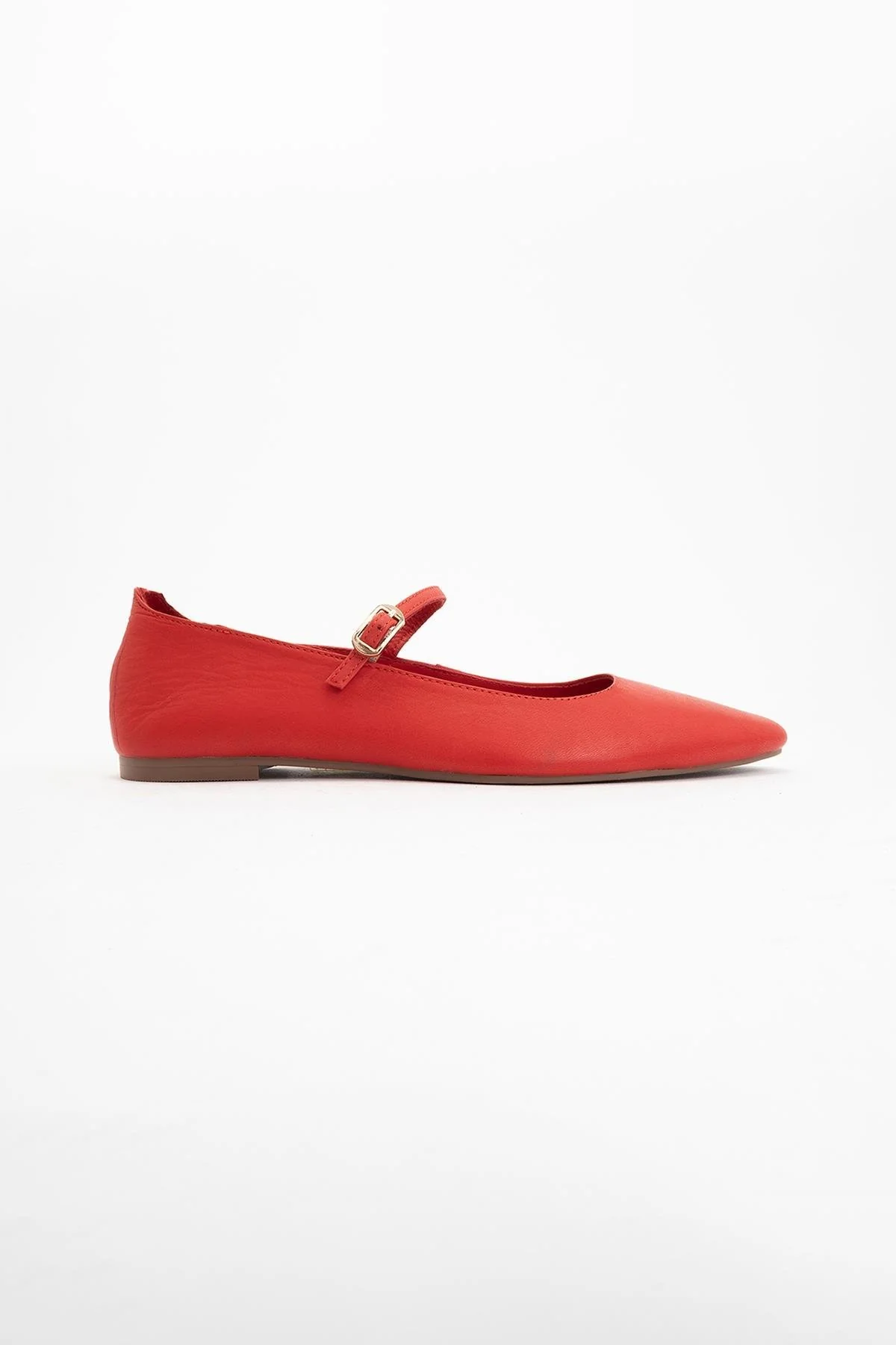 Lara - Red Leather Mary Jane Flats - Image 5