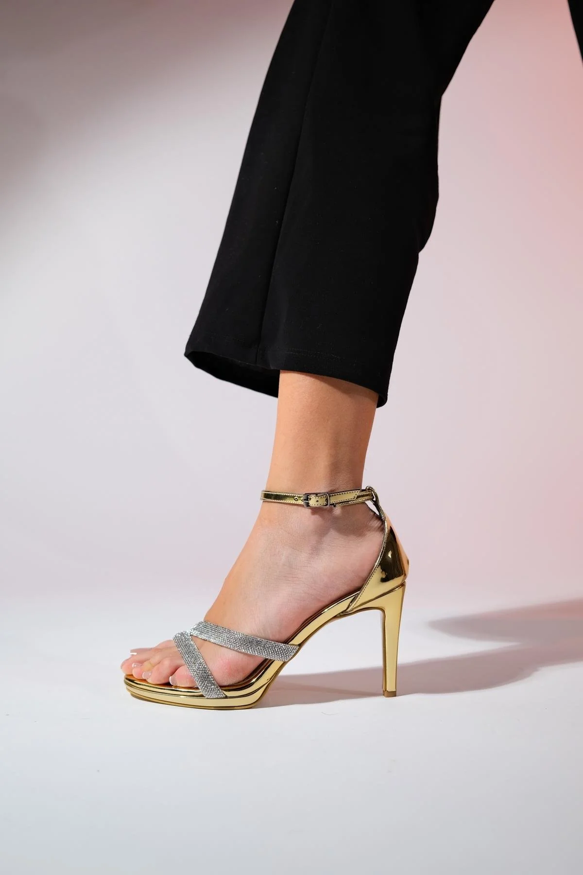 Laredo - Gold Embellished Platform Heel Evening Shoe (Women) - Image 4