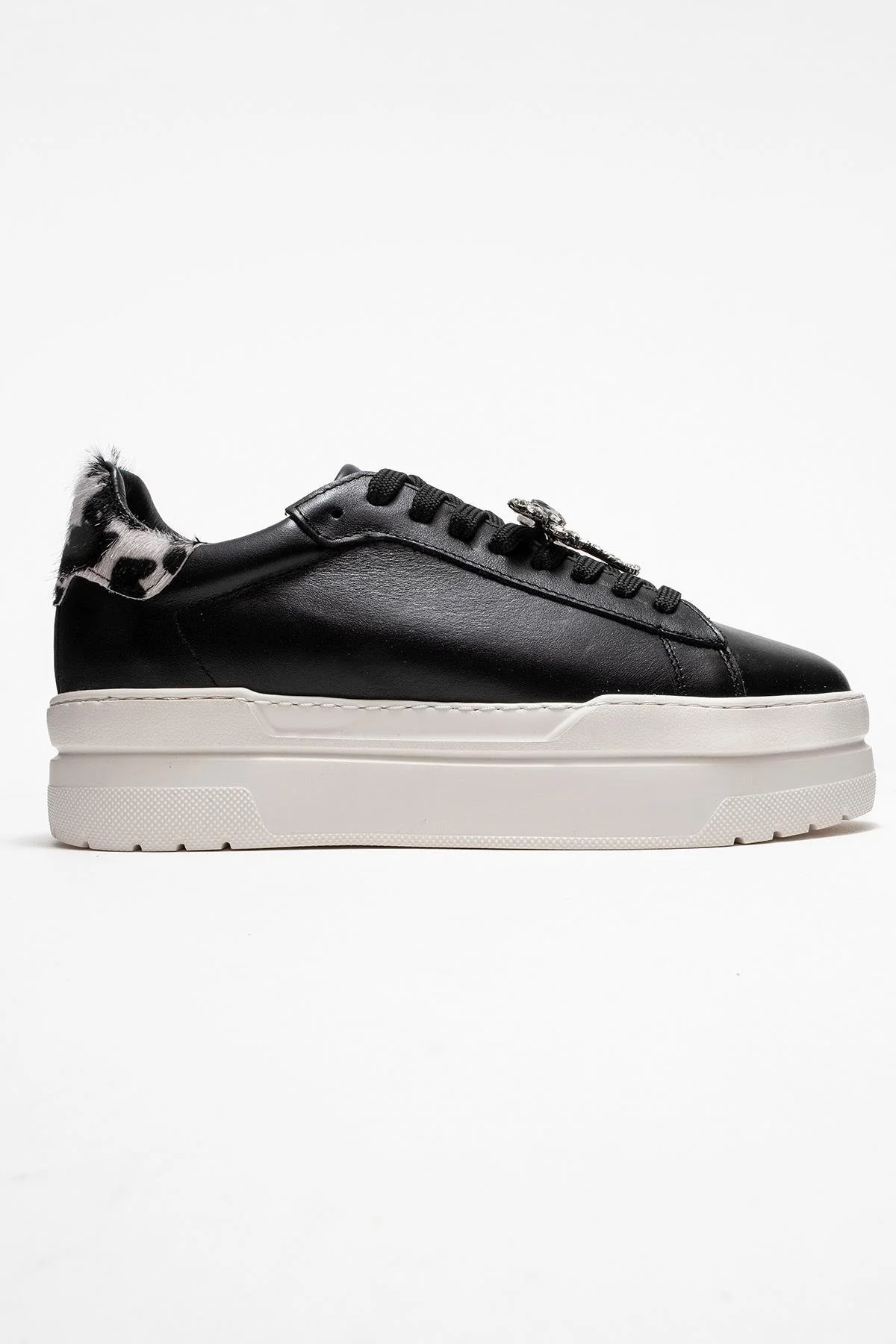 Laren - Black Genuine Leather Buckle Casual Sneaker (Women) - Image 6