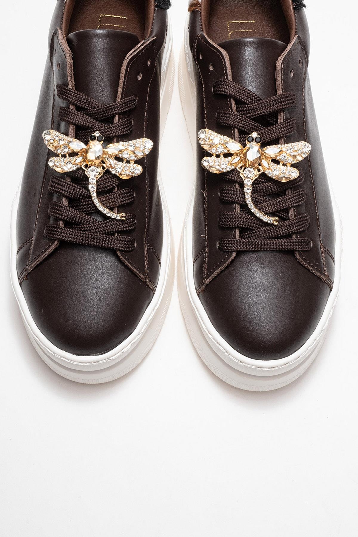 Laren - Brown Genuine Leather Buckle Casual Sneaker (Women) - Image 2