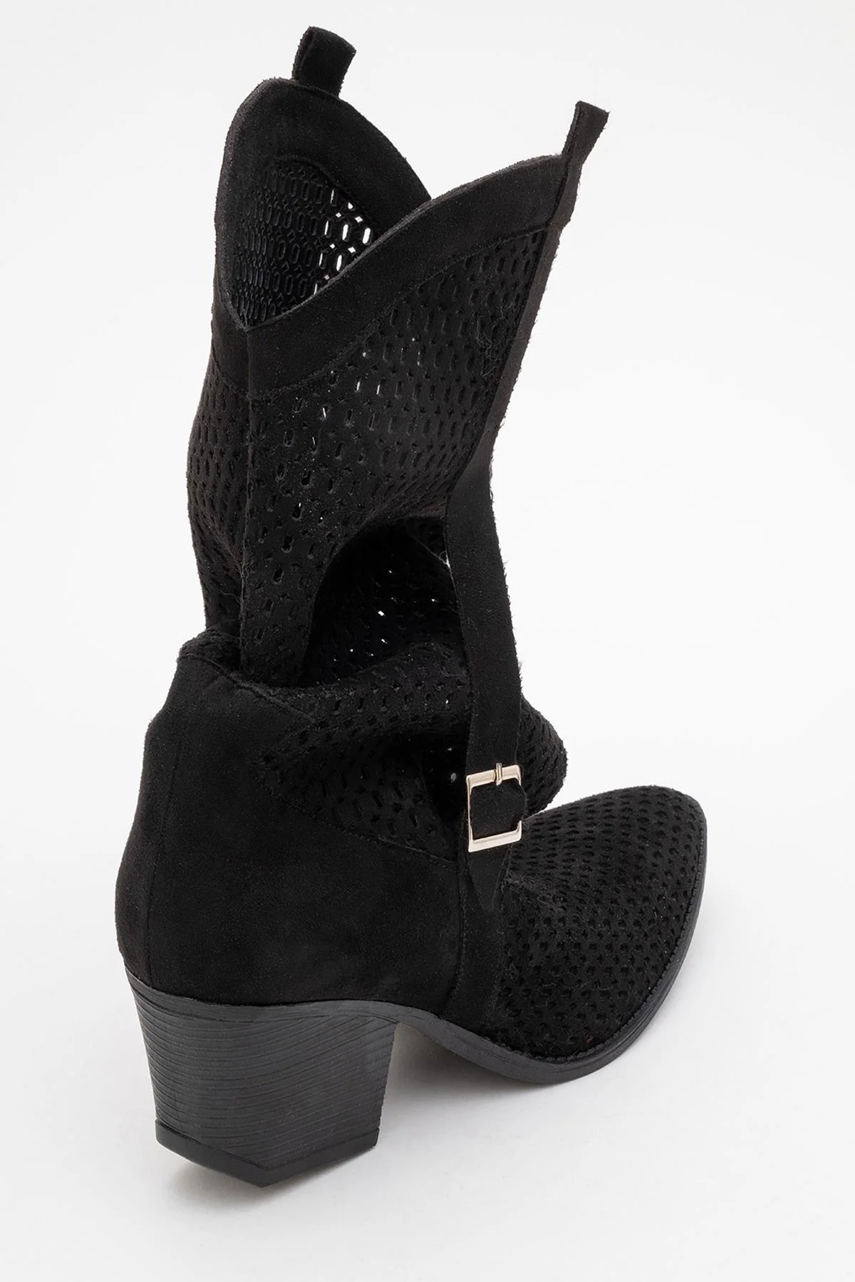 Larry Black Elasticated Block Heel Boot (Women) - Image 10