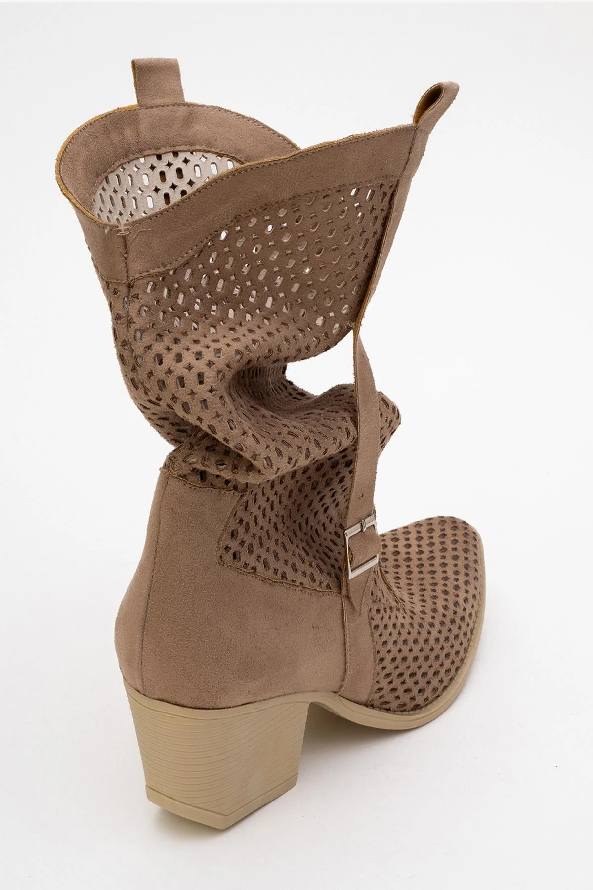 Larry Dark Beige Elasticated Block Heel Boot (Women) - Image 8