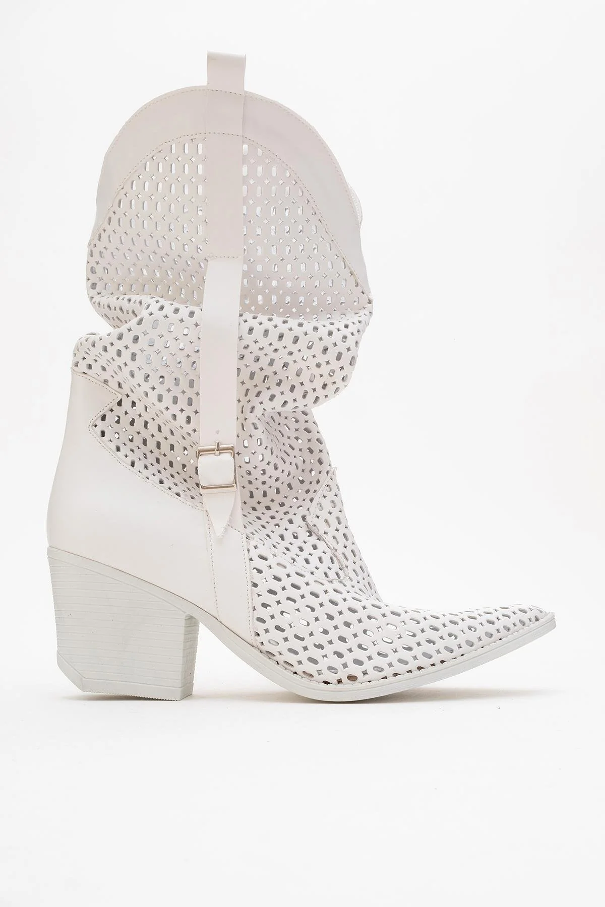 Larry White Elasticated Block Heel Boot (Women) - Image 10