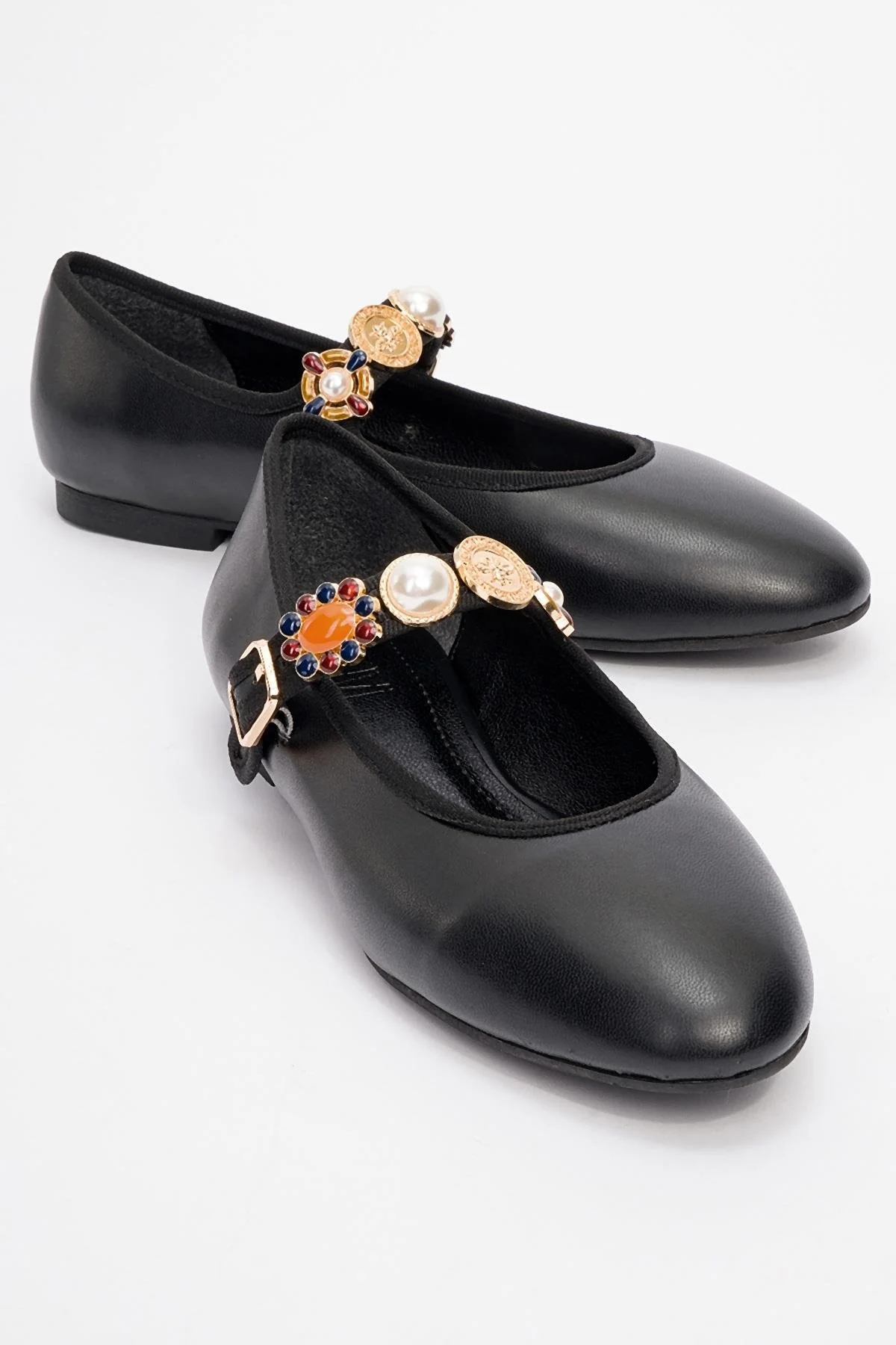 Lauras - Black Embellished Ballet Flat (Women)