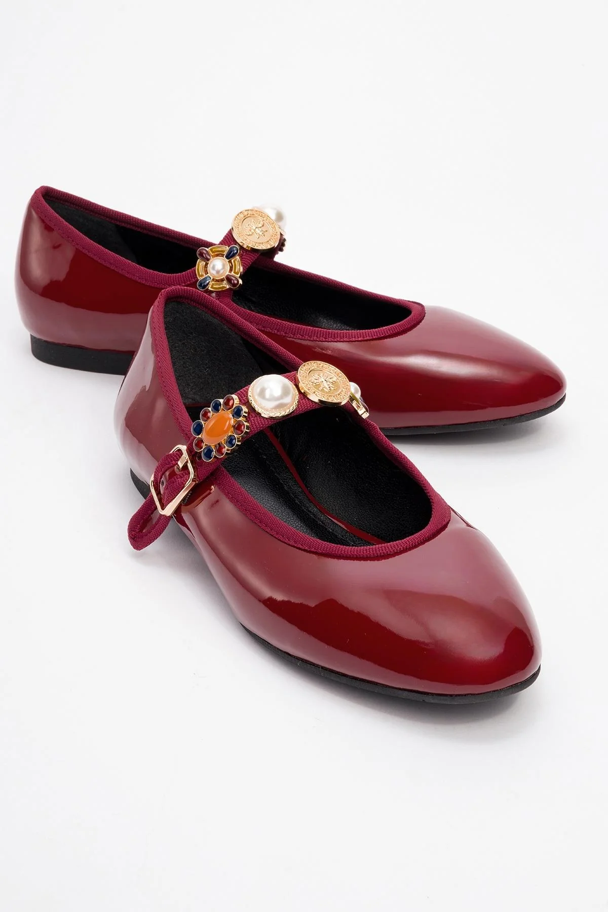 Lauras - Burgundy Patent Embellished Ballet Flat (Women)