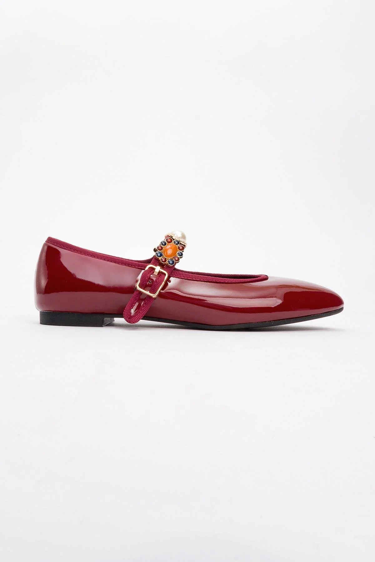 Lauras - Burgundy Patent Embellished Ballet Flat (Women) - Image 4