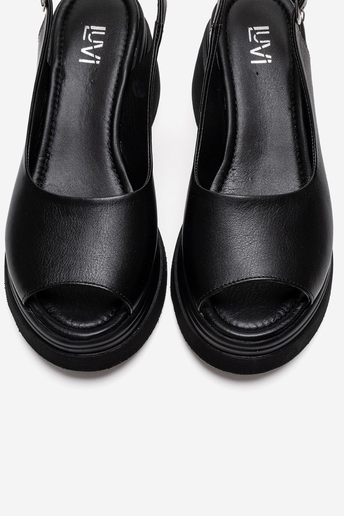LAURE - Black Genuine Leather Platform Sandal (Women) - Image 2