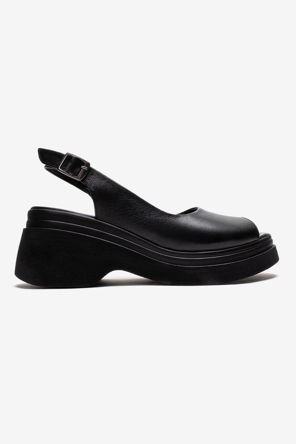 LAURE - Black Genuine Leather Platform Sandal (Women) - Image 4