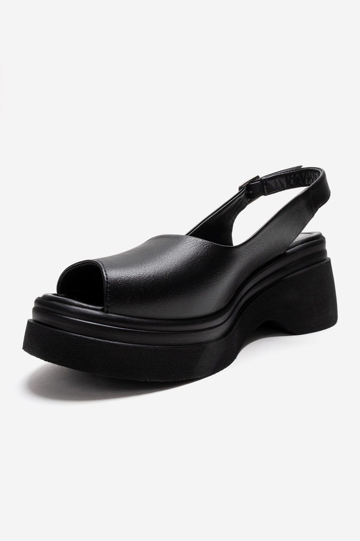 LAURE - Black Genuine Leather Platform Sandal (Women) - Image 6