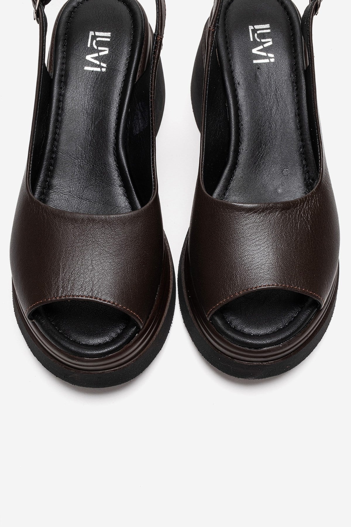 LAURE - Brown Genuine Leather Platform Sandal (Women) - Image 2