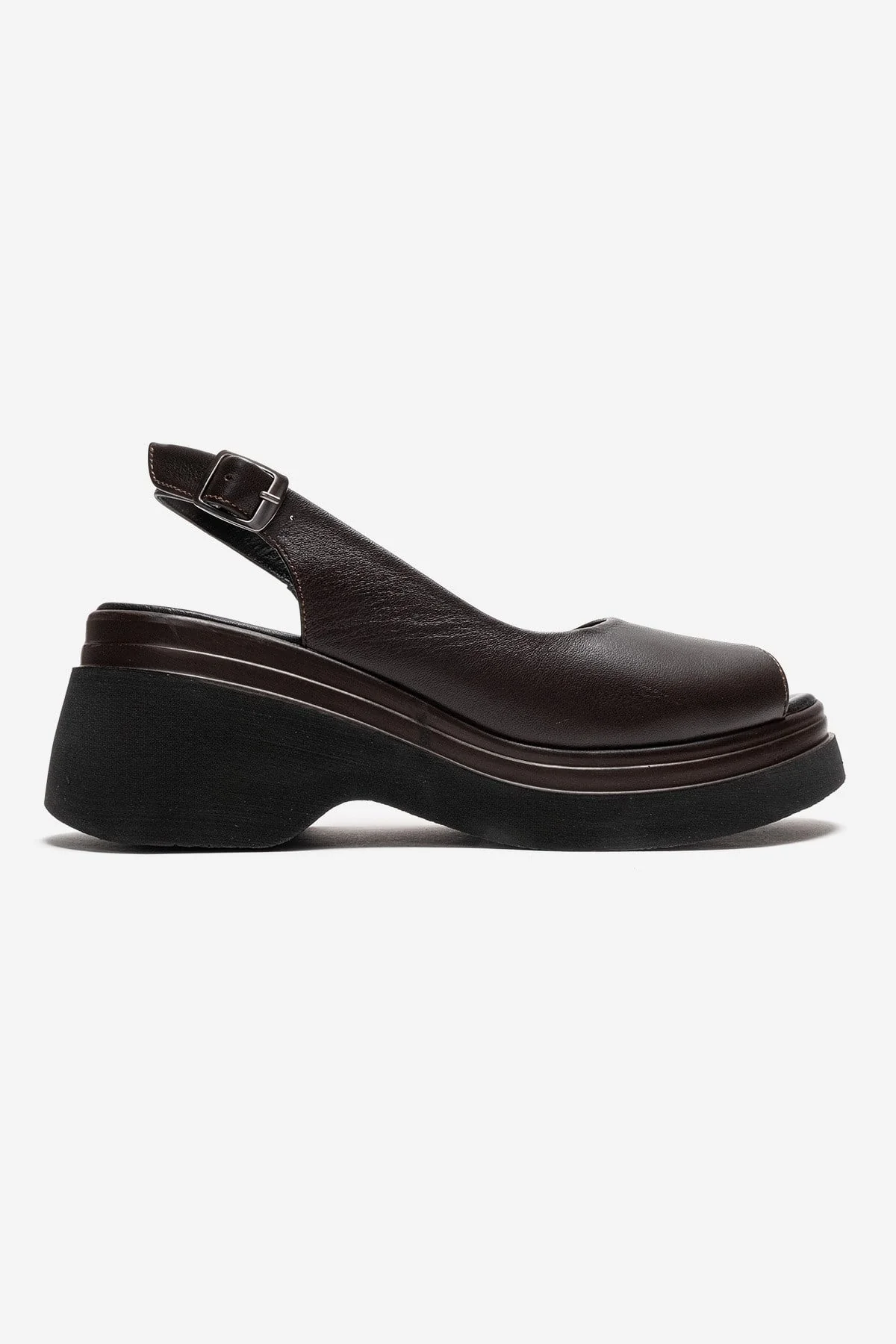 LAURE - Brown Genuine Leather Platform Sandal (Women) - Image 4