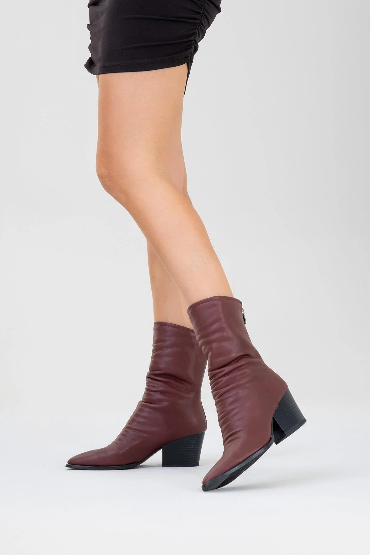 Laval - Burgundy Back-Zip Block Heel Boot (Women) - Image 2