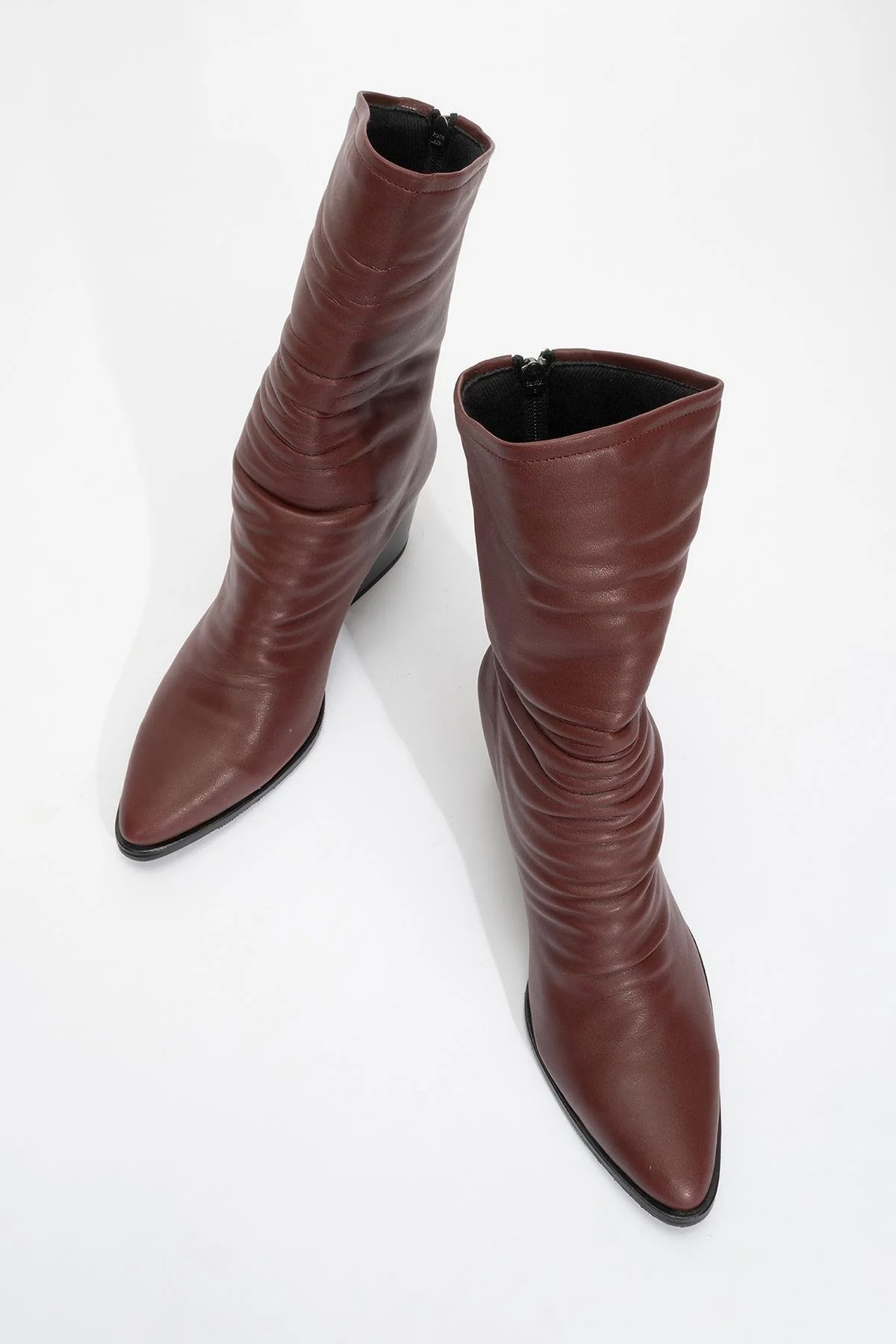 Laval - Burgundy Back-Zip Block Heel Boot (Women) - Image 3