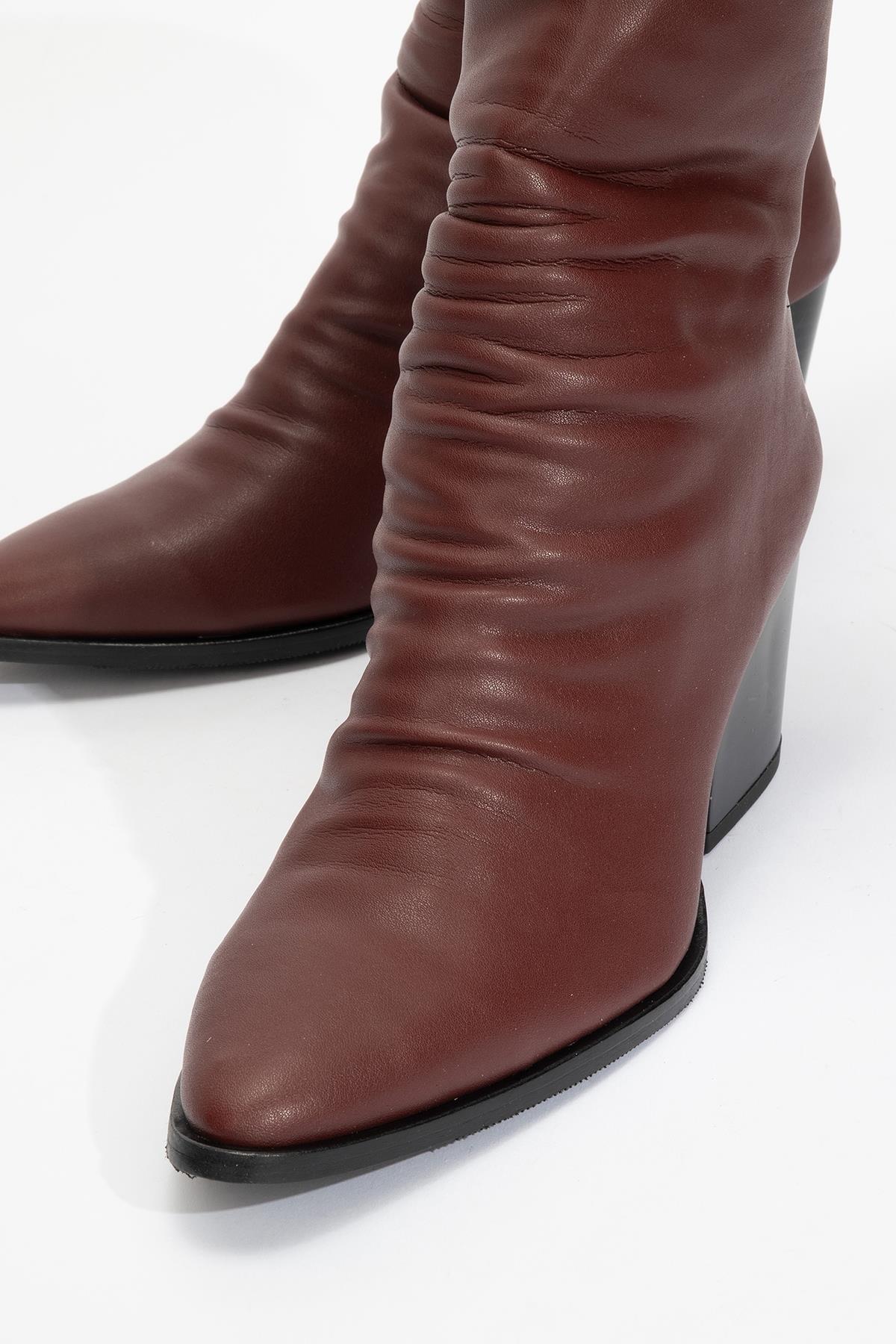 Laval - Burgundy Back-Zip Block Heel Boot (Women) - Image 4