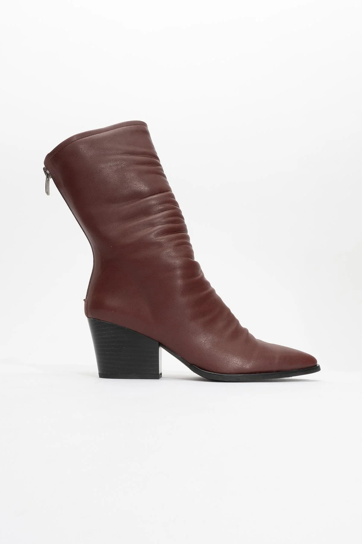 Laval - Burgundy Back-Zip Block Heel Boot (Women) - Image 5