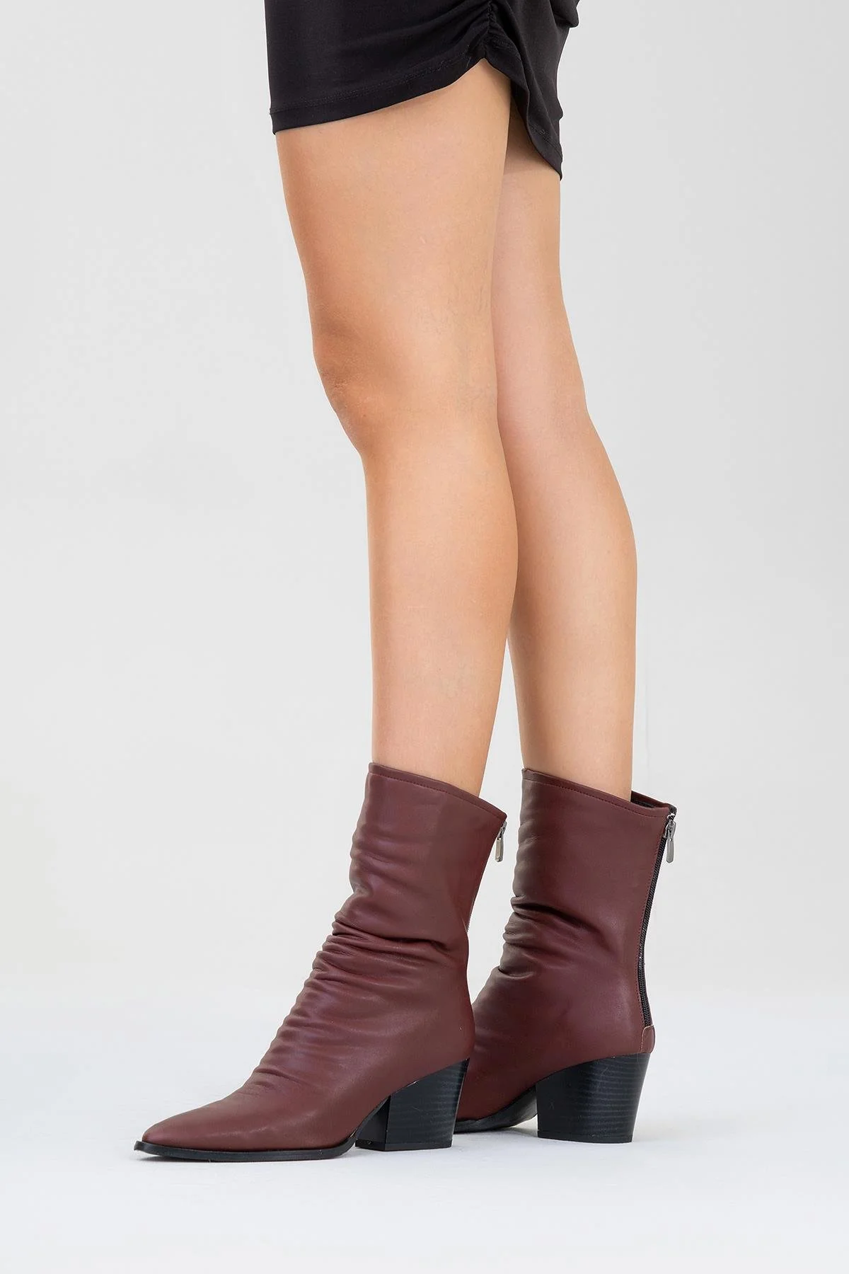 Laval - Burgundy Back-Zip Block Heel Boot (Women) - Image 7