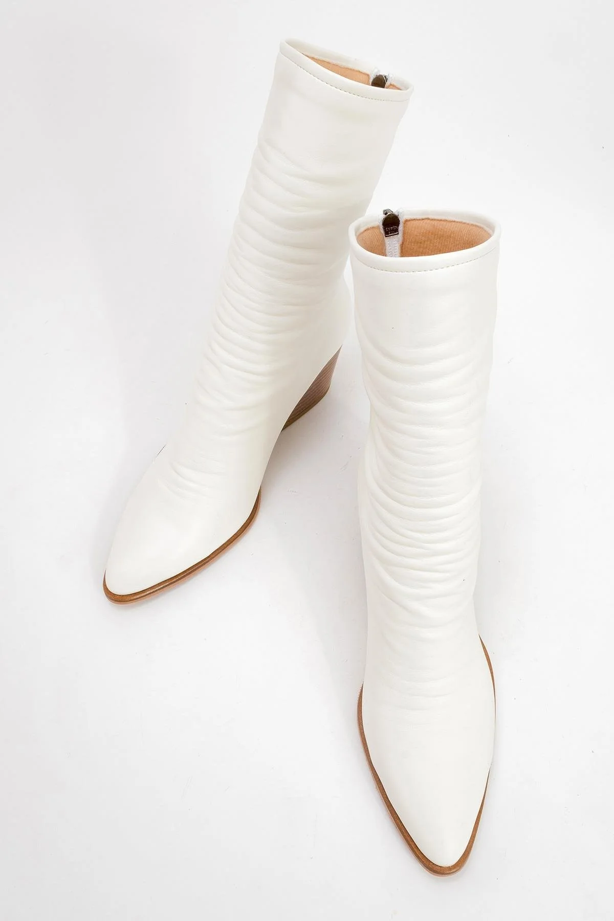 Laval - White Back-Zip Block Heel Boot (Women) - Image 3